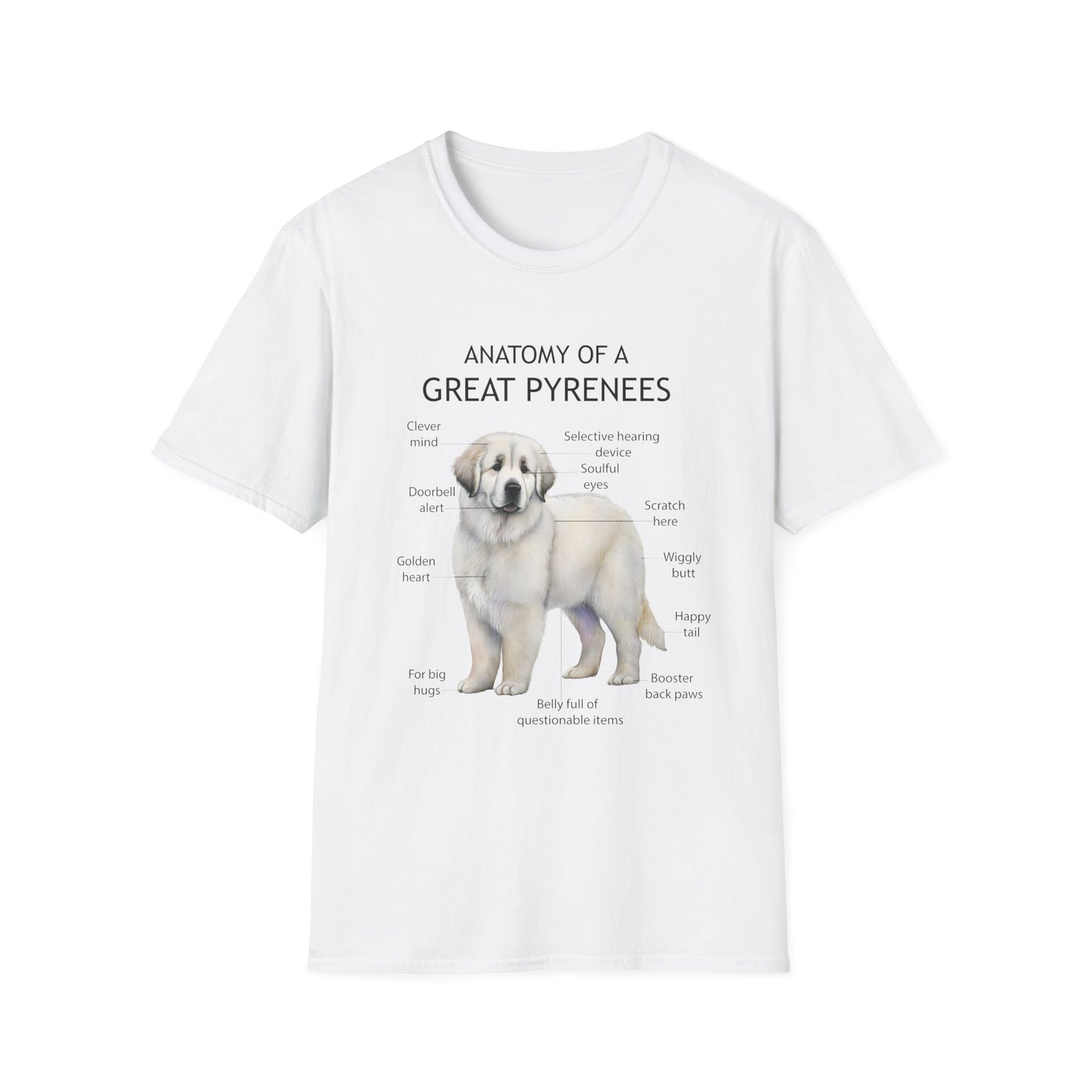 Great Pyrenees Anatomy T-Shirt, Dog Lover Gift, Pet Parenting Tee, Animal Facts Apparel, Unique Pet Owner Shirt
