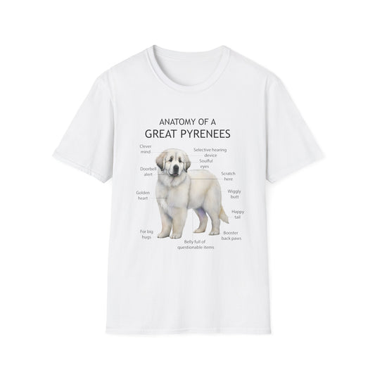Great Pyrenees Anatomy T-Shirt, Dog Lover Gift, Pet Parenting Tee, Animal Facts Apparel, Unique Pet Owner Shirt