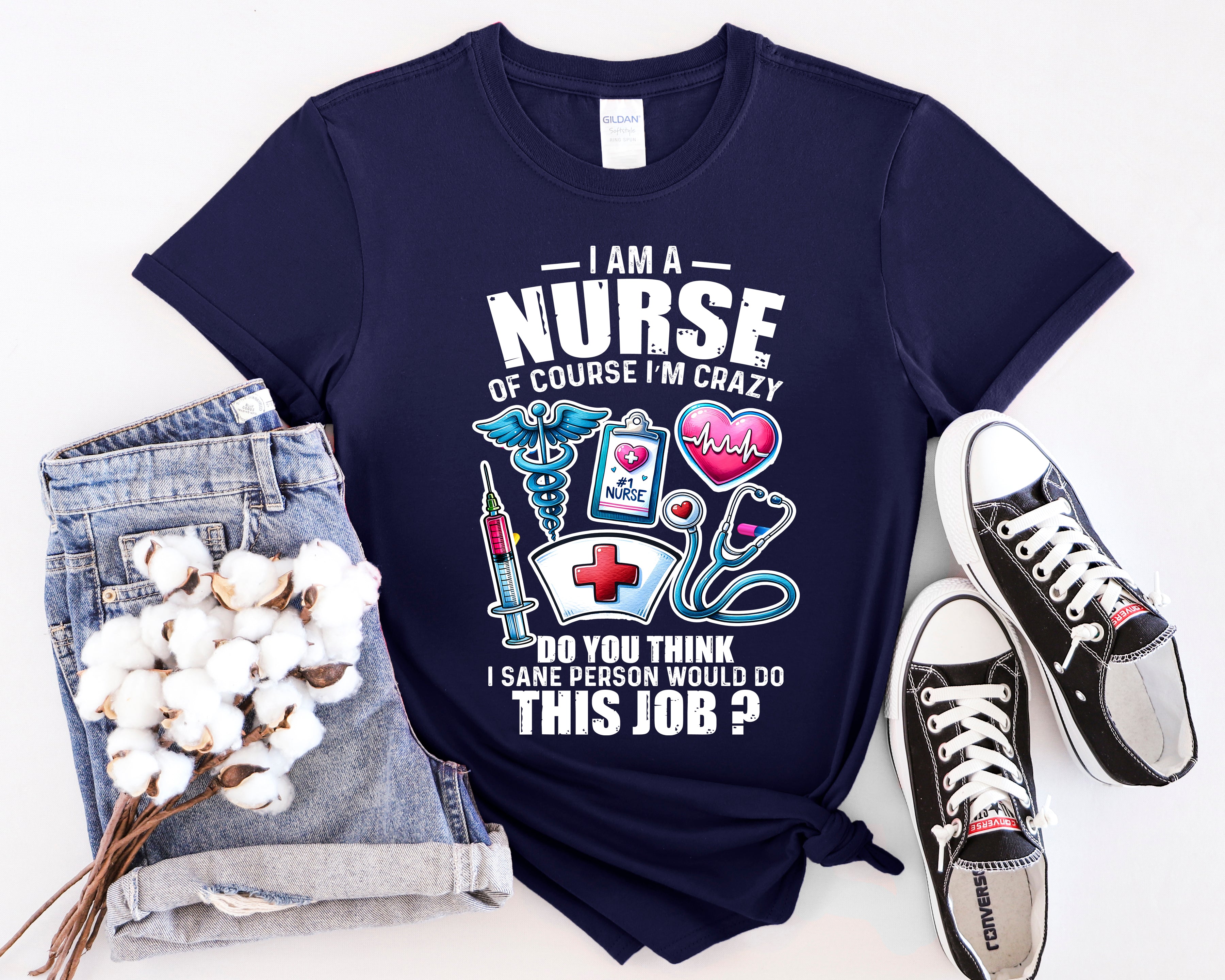 Crazy Nurse Unisex Softstyle T-Shirt - Fun Medical Humor Apparel