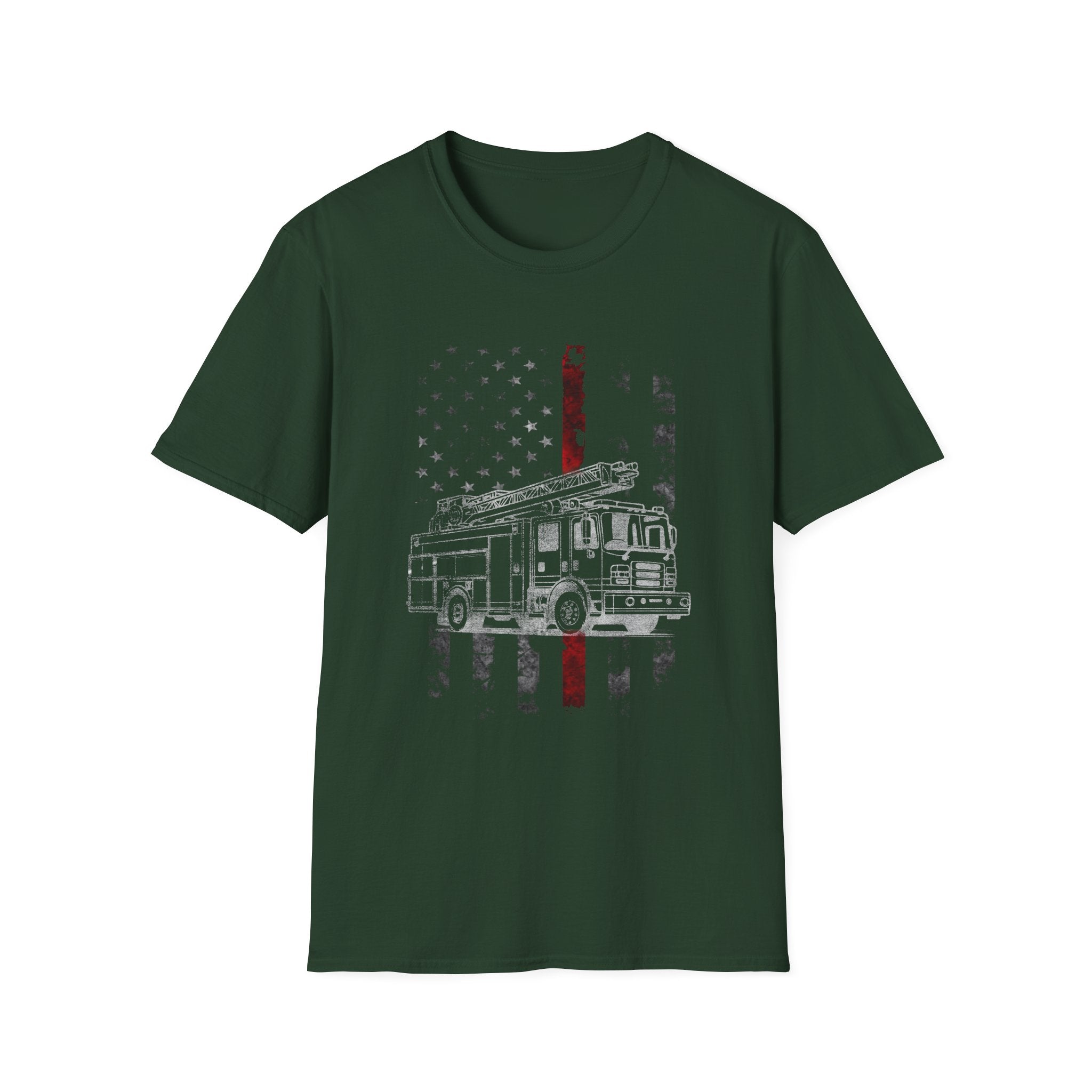 Patriotic Firefighter Graphic T-Shirt | Unisex Softstyle Tee for Heroes,,,..