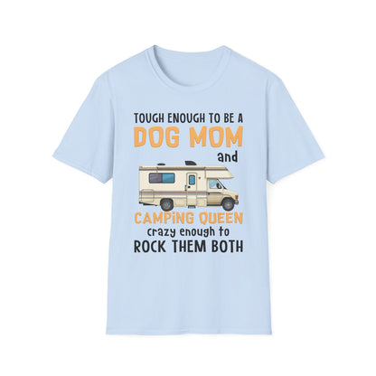 Dog Mom Camping Queen T-Shirt, Unisex Outdoor Shirt, Cute Dog Lover Gift, Camping Themed Apparel, Summer Hiking Tee