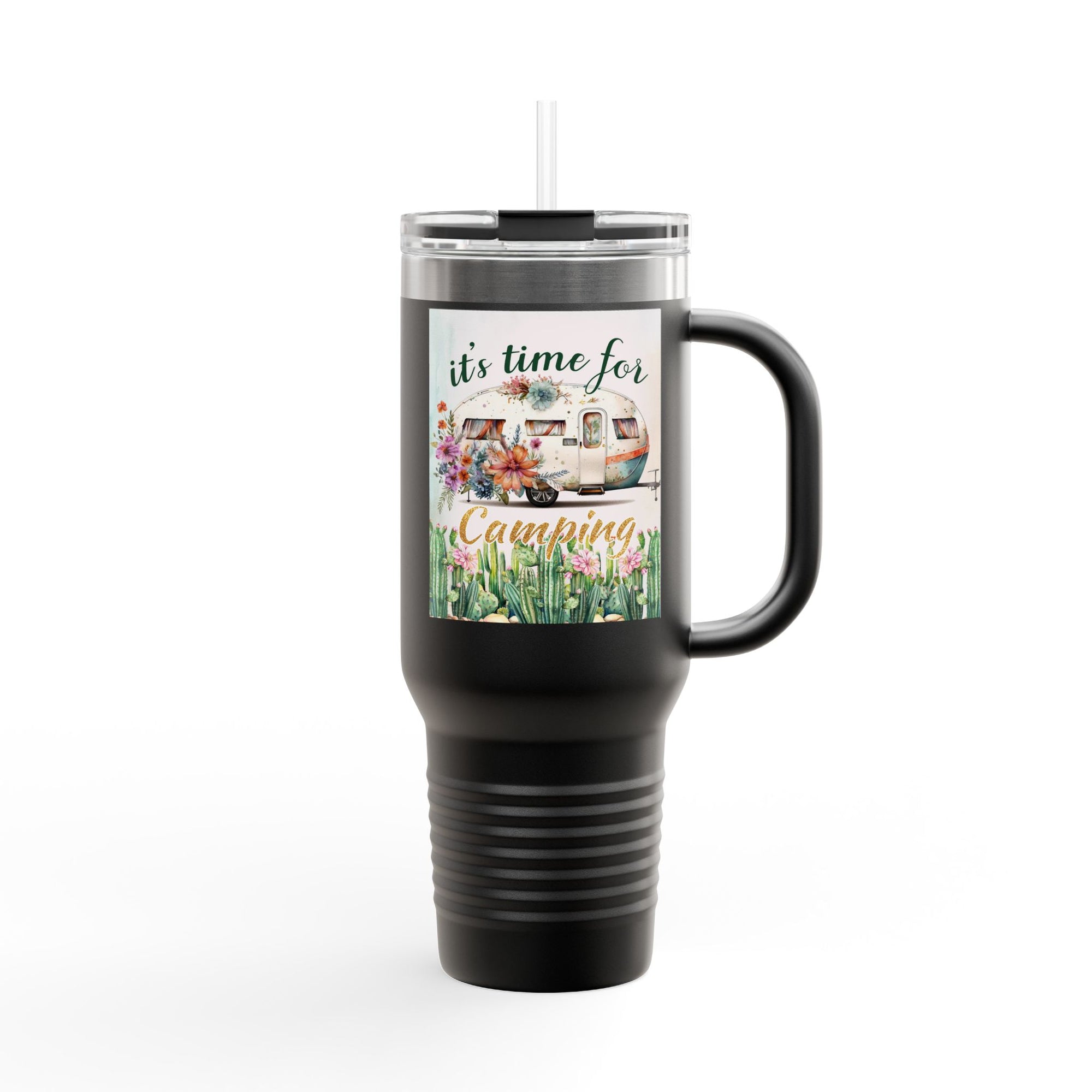 Camping Insulated Travel Mug - 40oz, Perfect for Outdoor Adventures, Hiking, Road Trips, Gifts for Campers, Summer Fun