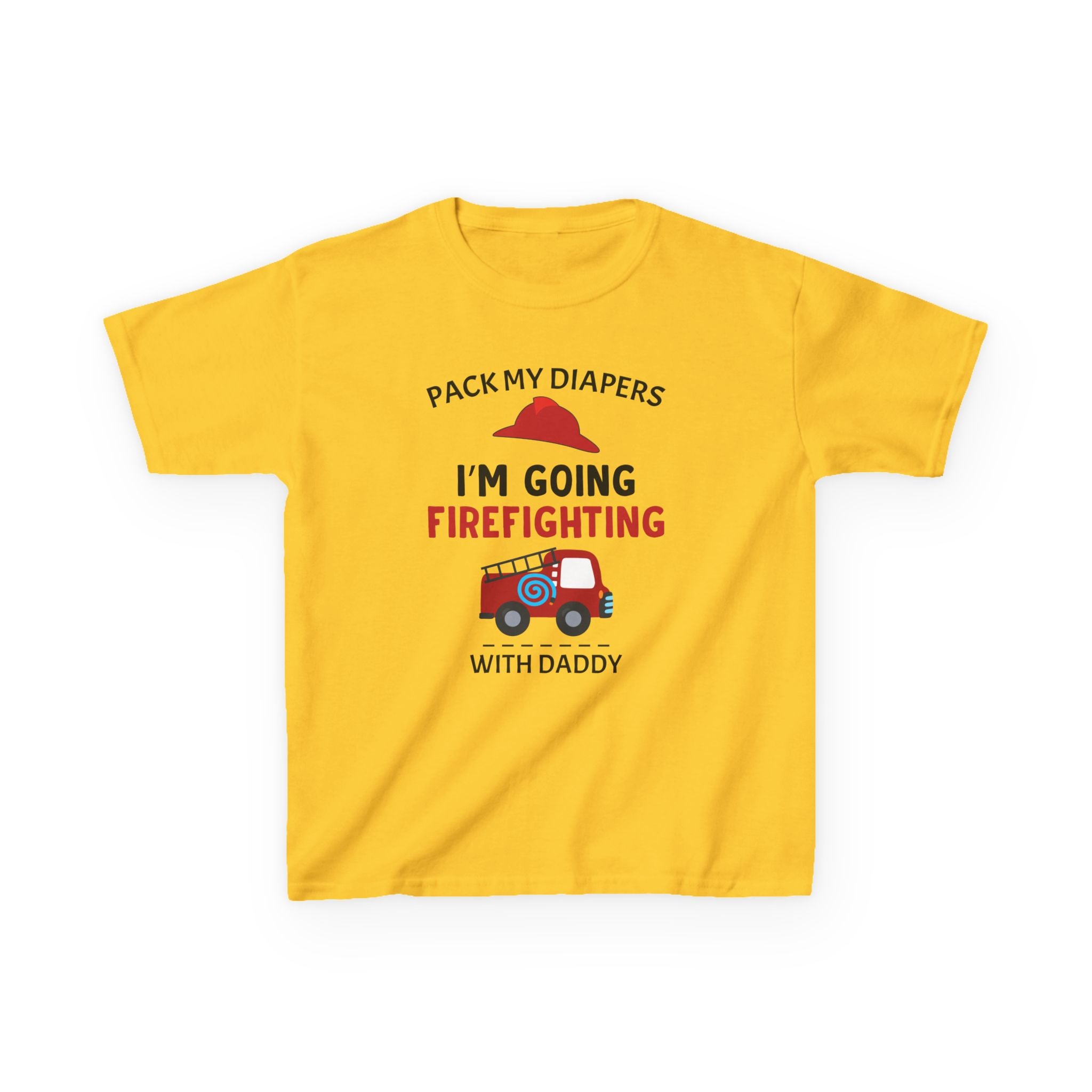 Firefighter Kids Tee - "Pack My Diapers, I'm Going Firefighting with Daddy"