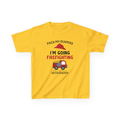 Firefighter Kids Tee - "Pack My Diapers, I'm Going Firefighting with Daddy",,,..