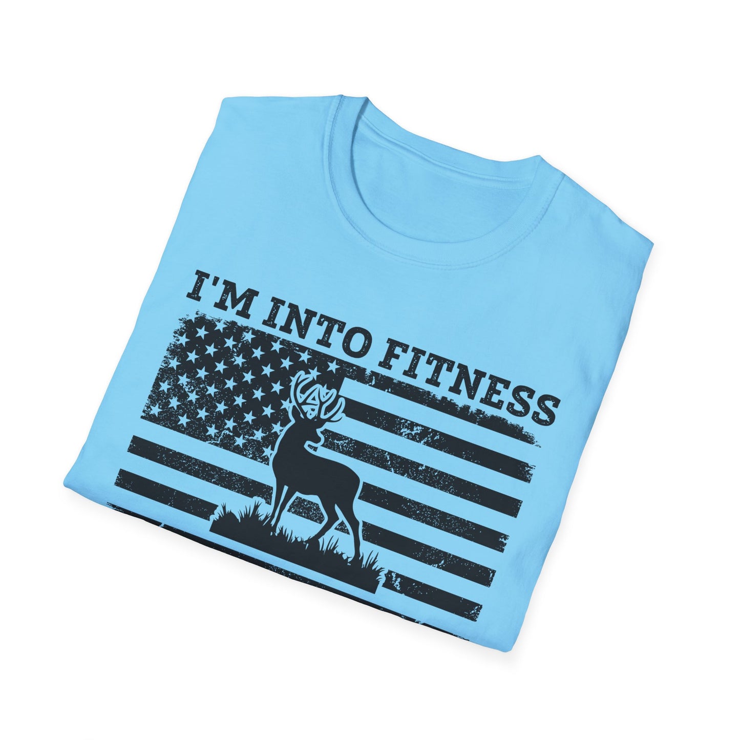 I'm Into Fitness Deer Graphic T-Shirt - Unisex Softstyle Tee for Outdoor Enthusiasts