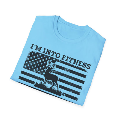 I'm Into Fitness Deer Graphic T-Shirt - Unisex Softstyle Tee for Outdoor Enthusiasts