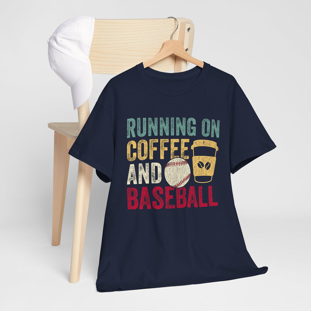 Running on Coffee and Baseball Tee — Vintage Baseball Fan T-Shirt