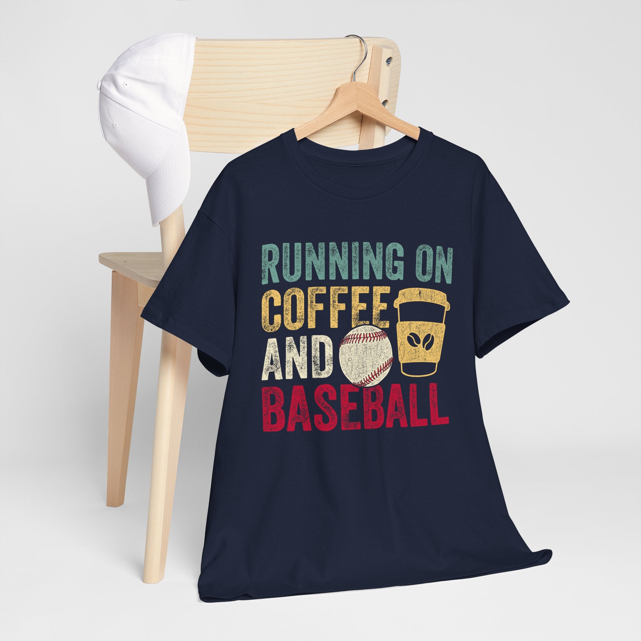 Running on Coffee and Baseball Tee — Vintage Baseball Fan T-Shirt