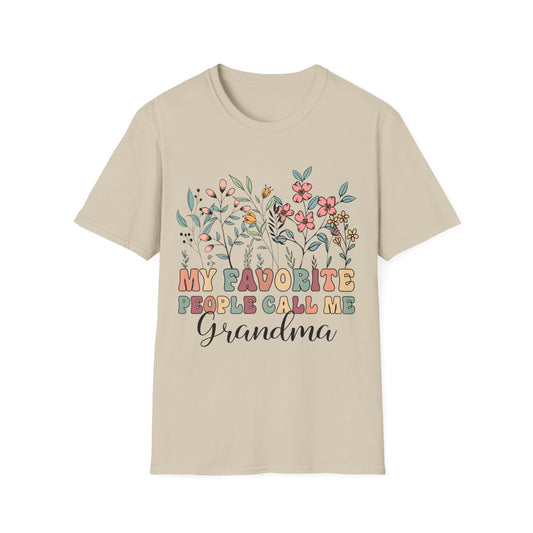 Floral Grandma T-Shirt - My Favorite People Call Me - Unisex Softstyle Tee