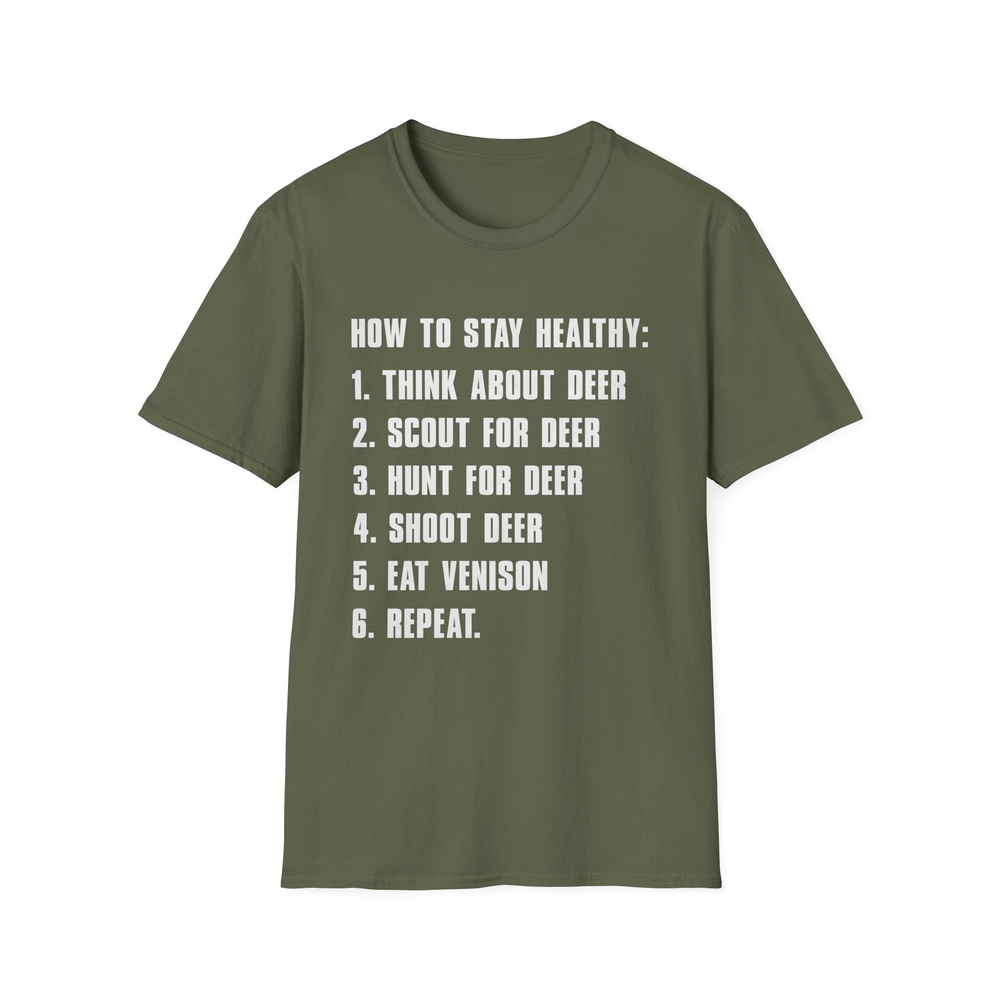Funny How to Stay Healthy Unisex Softstyle T-Shirt for Hunters