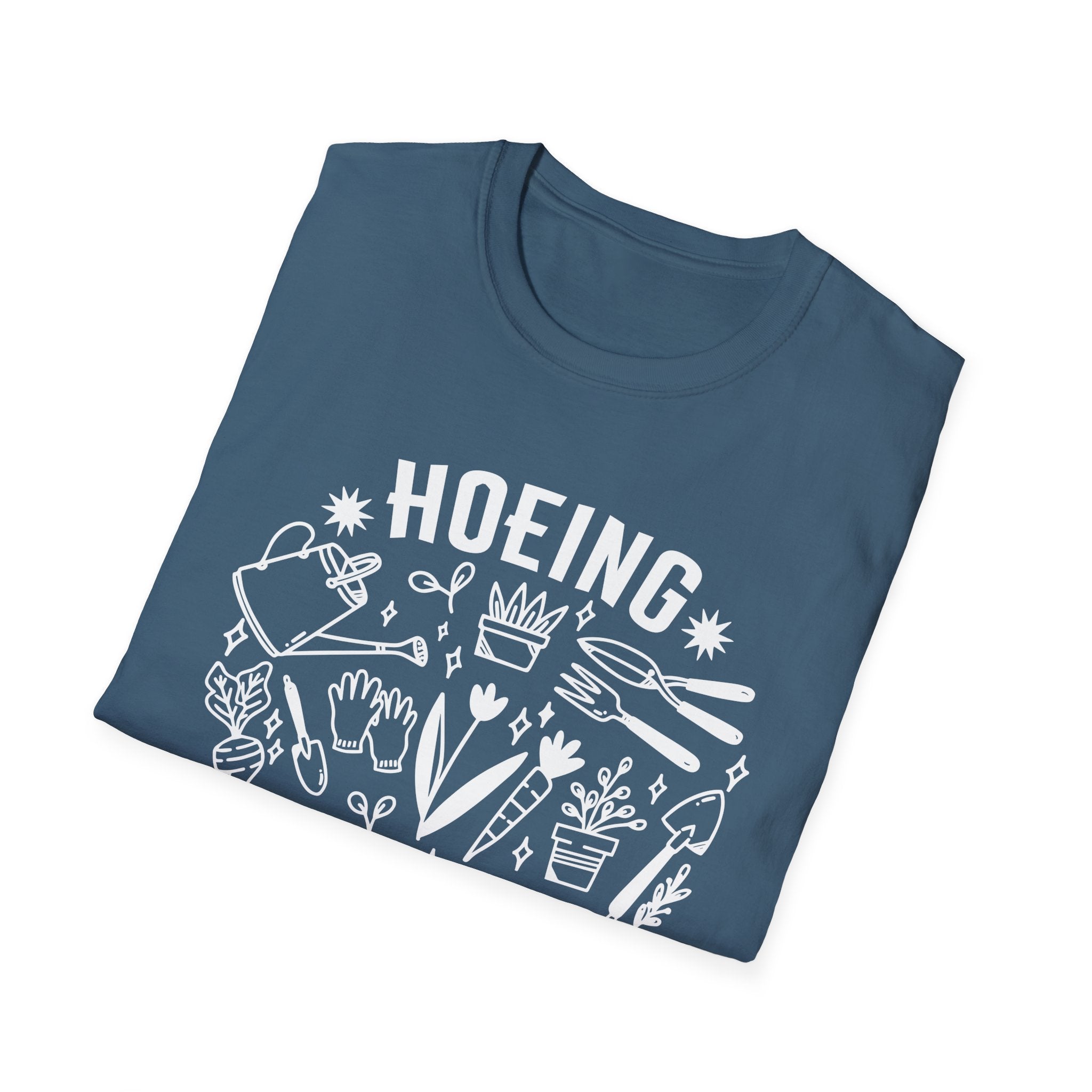 Hoeing Ain't Easy Unisex Softstyle T-Shirt, Gardening Tee, Funny Farm Shirt, Plant Lover Gift, Casual Everyday Wear