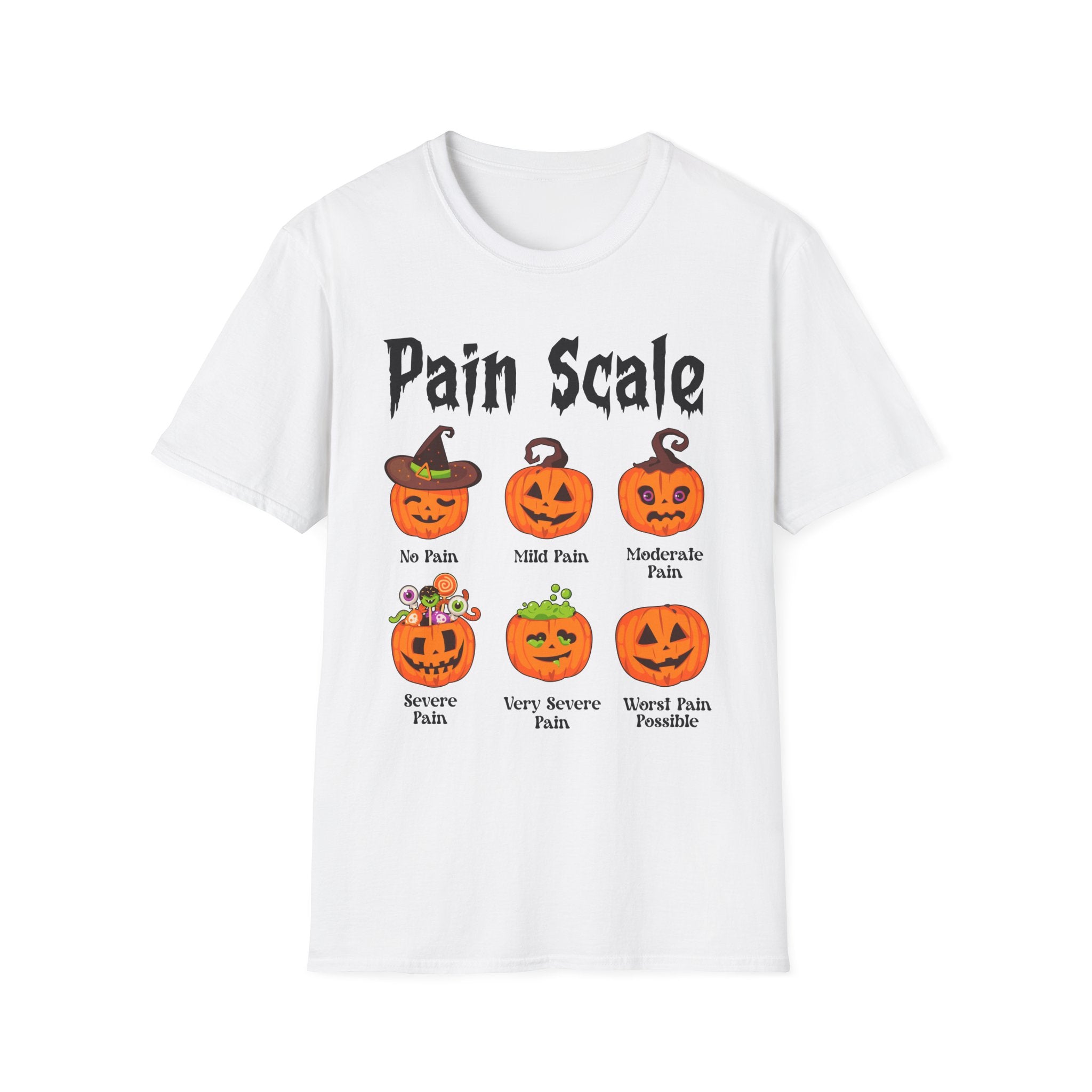 Pain Scale Nurse T-Shirt, Funny Tee, Pumpkin Graphic Shirt, Spooky Season Top, Gift for Pain Lovers