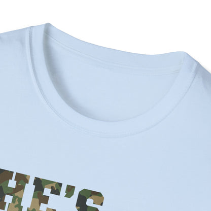 Camo Print Unisex T-Shirt - "She's Hunting" - Casual Style for Outdoor Lovers