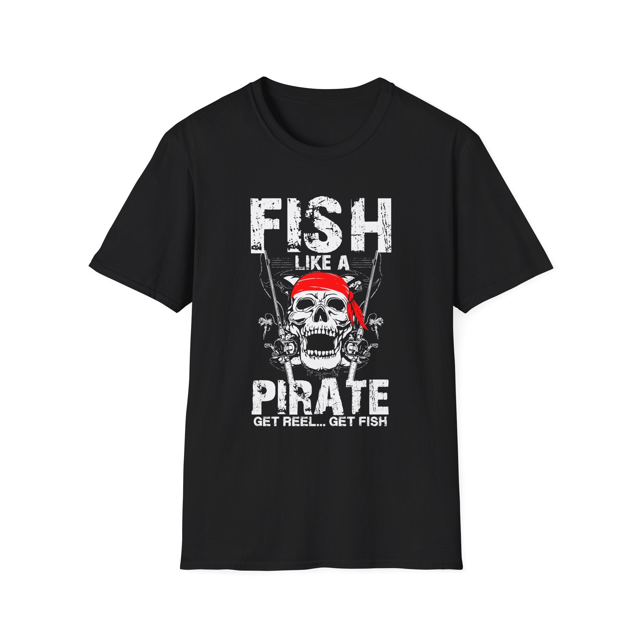 Fish Like a Pirate Unisex Softstyle T-Shirt - Perfect for Fishing Enthusiasts!