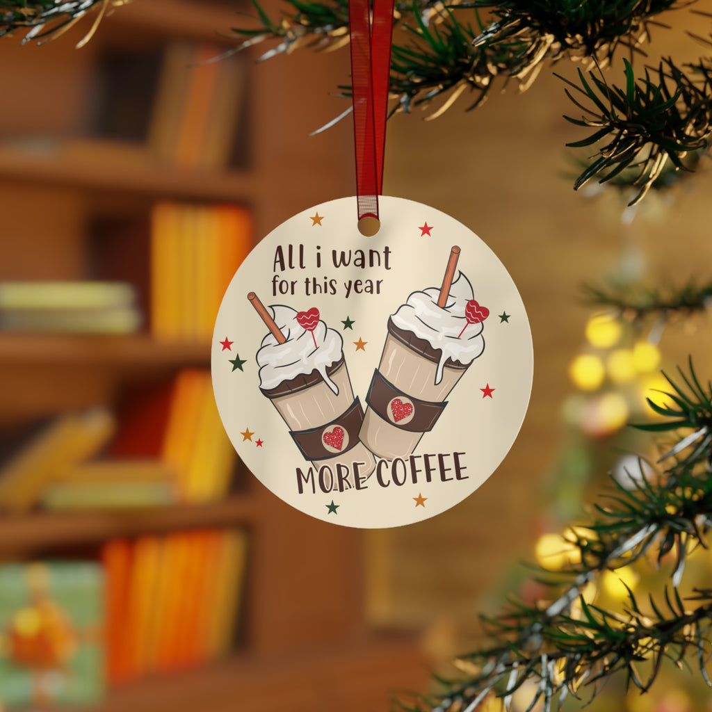 Coffee Lovers Metal Ornaments, Holiday Tree Decorations, Cute Gifts for Coffee Enthusiasts, Home Décor, Festive Keepsakes