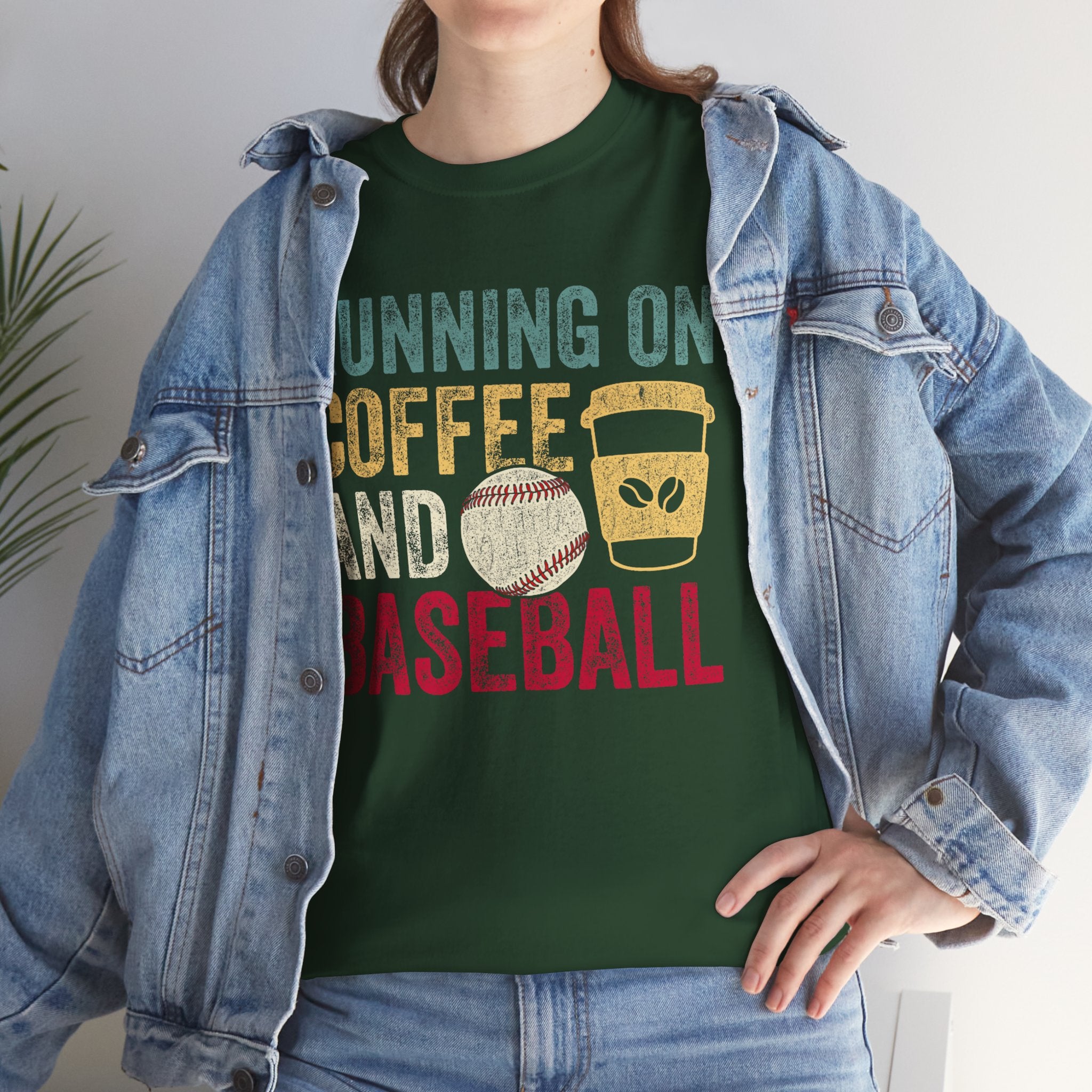 Running on Coffee and Baseball Tee — Vintage Baseball Fan T-Shirt