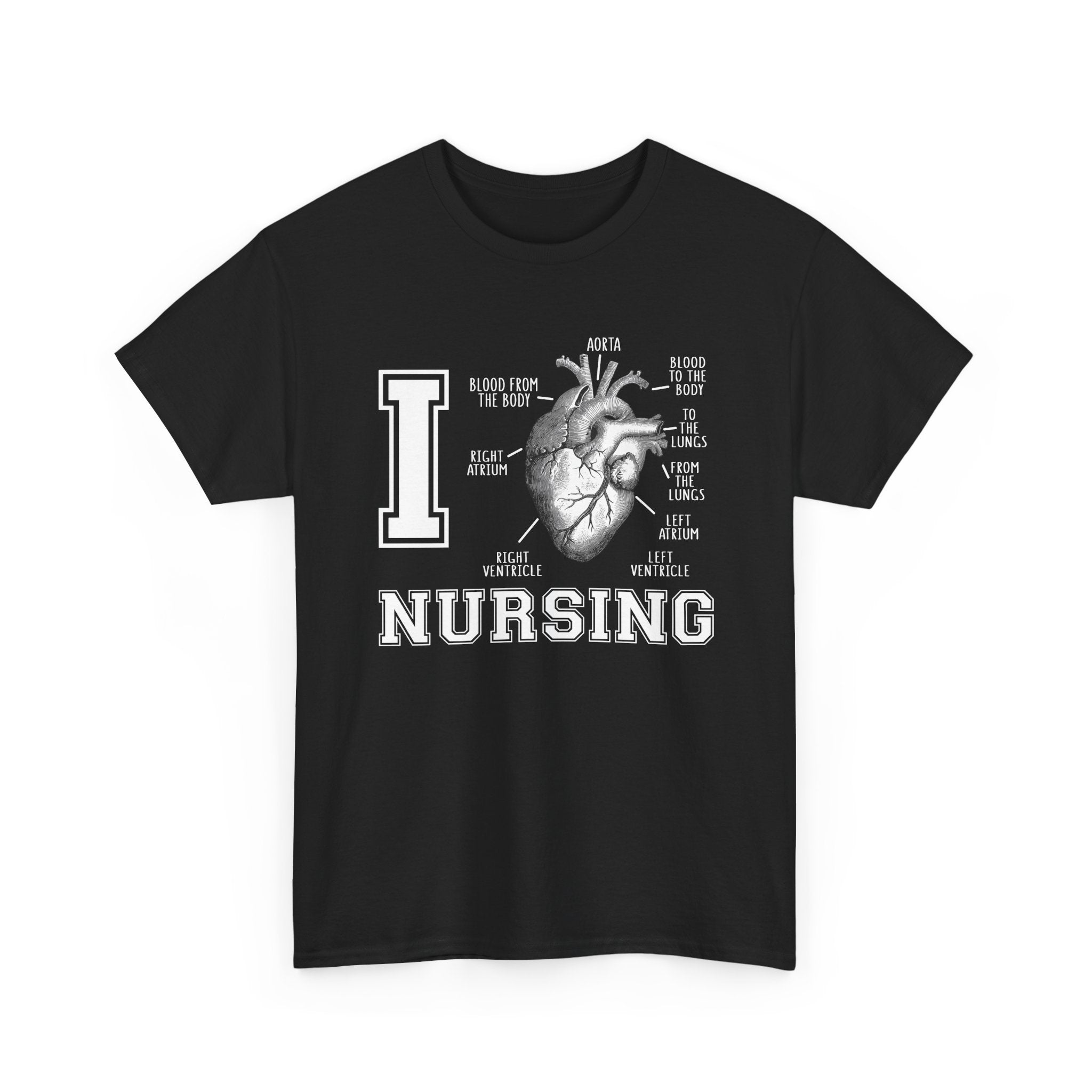 I Heart Nursing T-Shirt — Anatomical Heart Nursing Tee for Nurses & Nursing Students