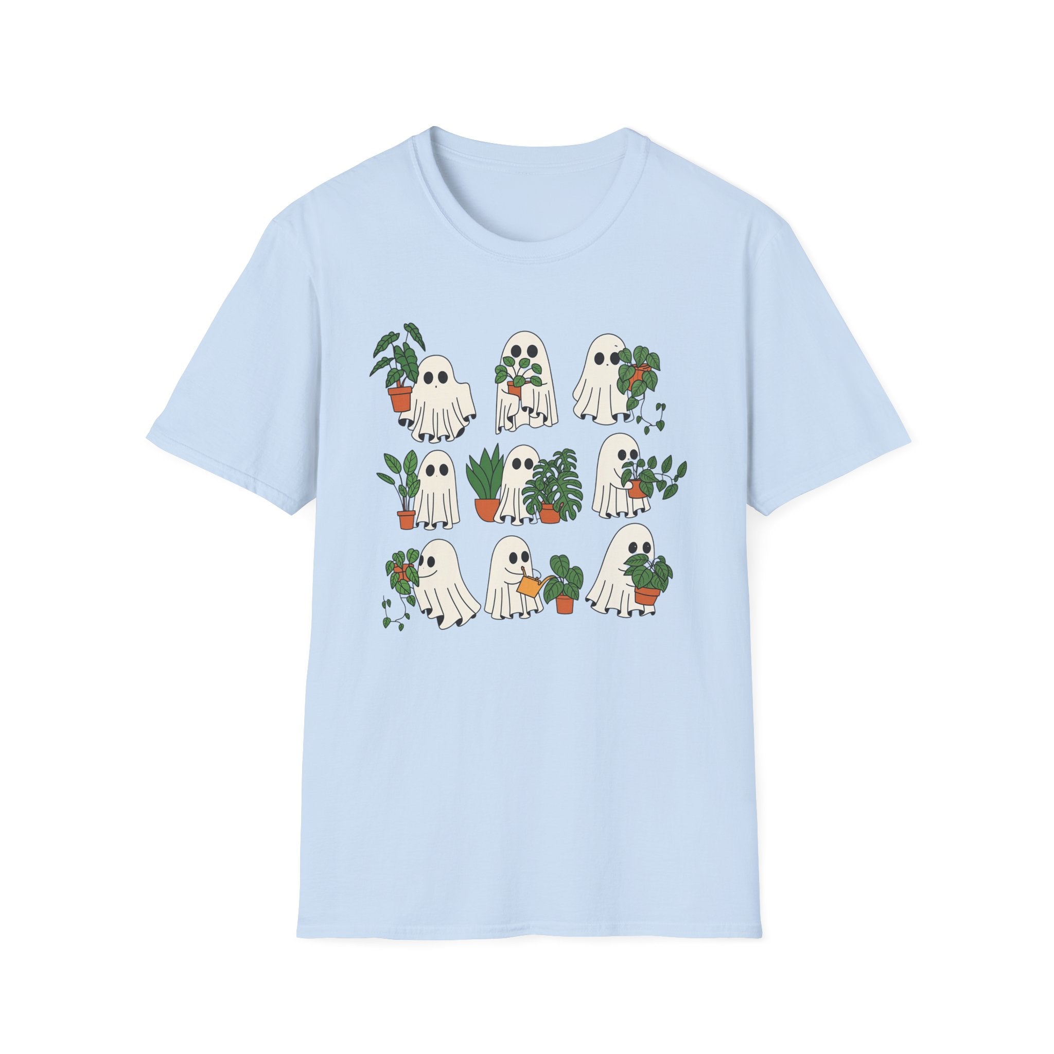 Whimsical Ghost Plant Lover T-Shirt – Perfect Gift for Halloween, Home Decor, Gardening, or Cozy Casual Wear