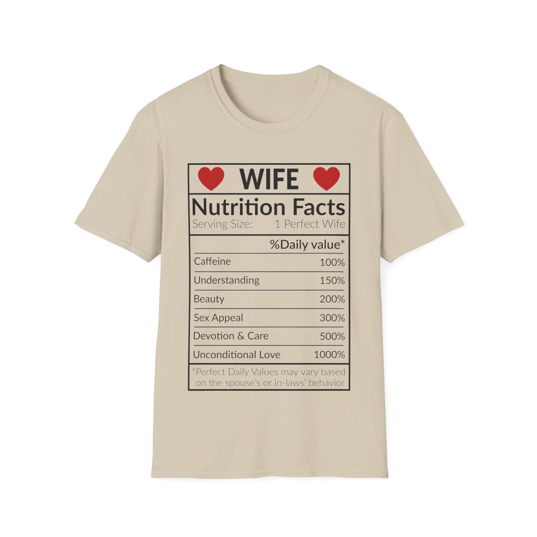 Humorous Wife Nutrition Facts T-Shirt | Perfect Gift for Spouses
