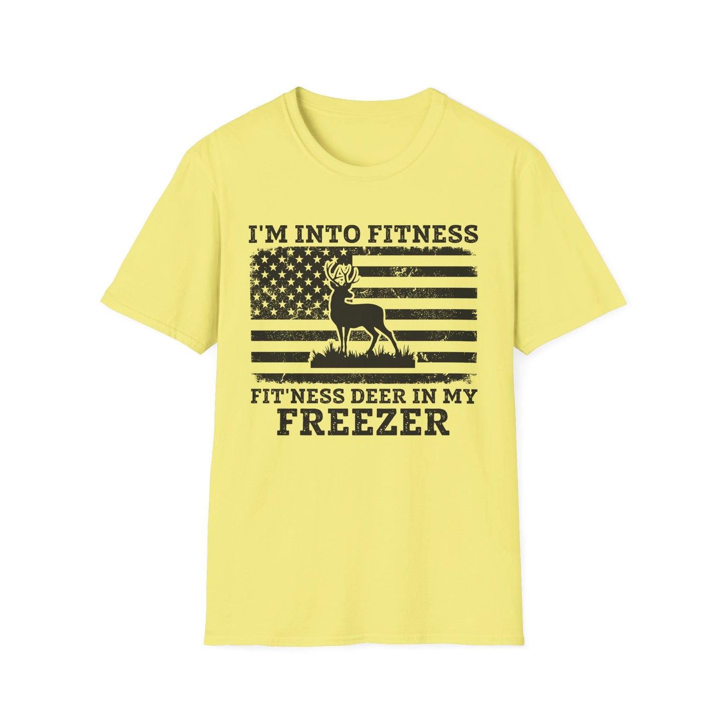 I'm Into Fitness Deer Graphic T-Shirt - Unisex Softstyle Tee for Outdoor Enthusiasts