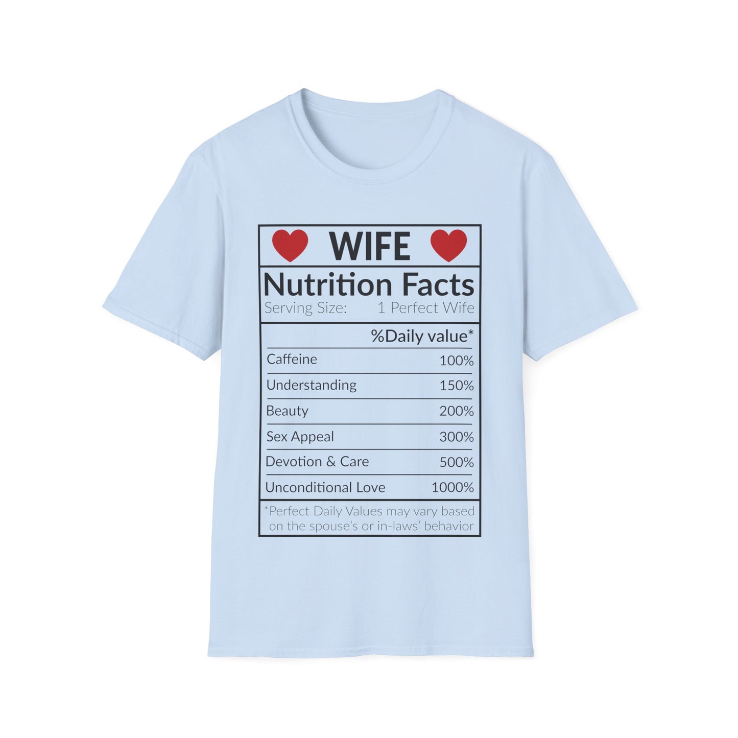 Humorous Wife Nutrition Facts T-Shirt | Perfect Gift for Spouses