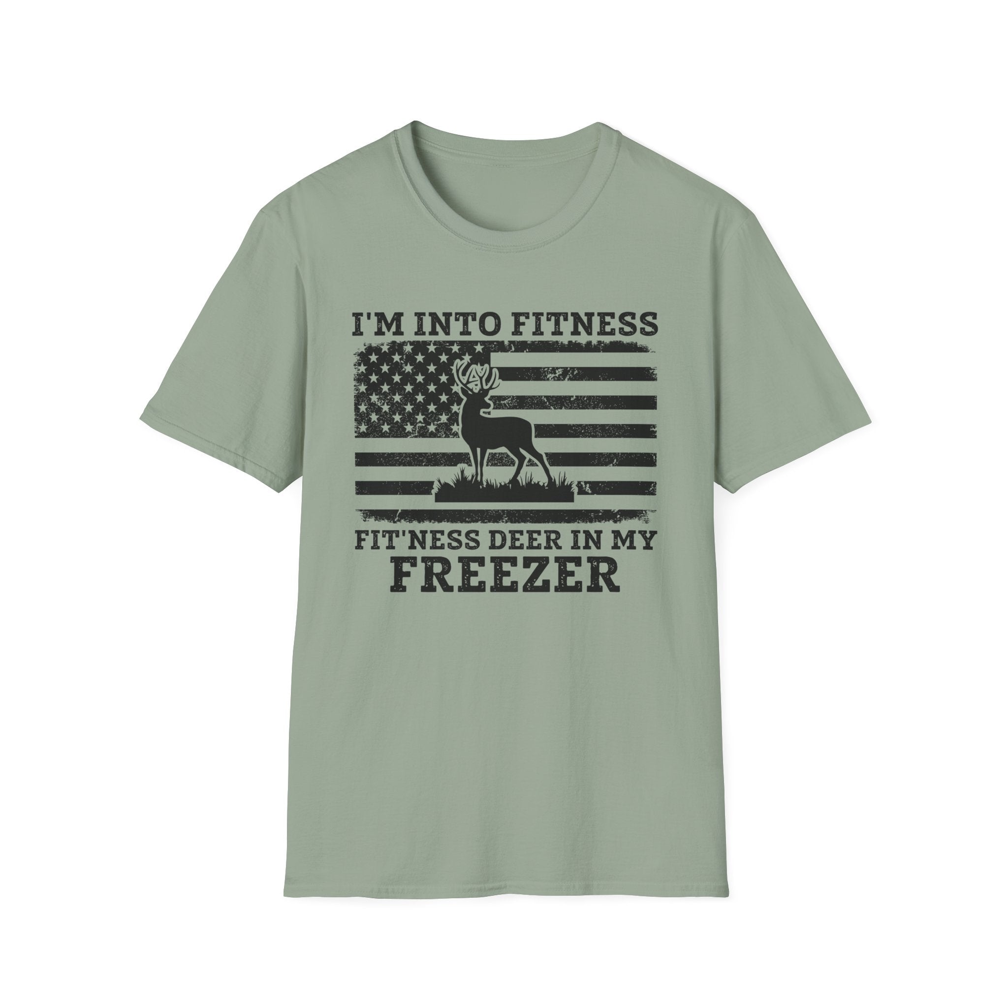 I'm Into Fitness Deer Graphic T-Shirt - Unisex Softstyle Tee for Outdoor Enthusiasts