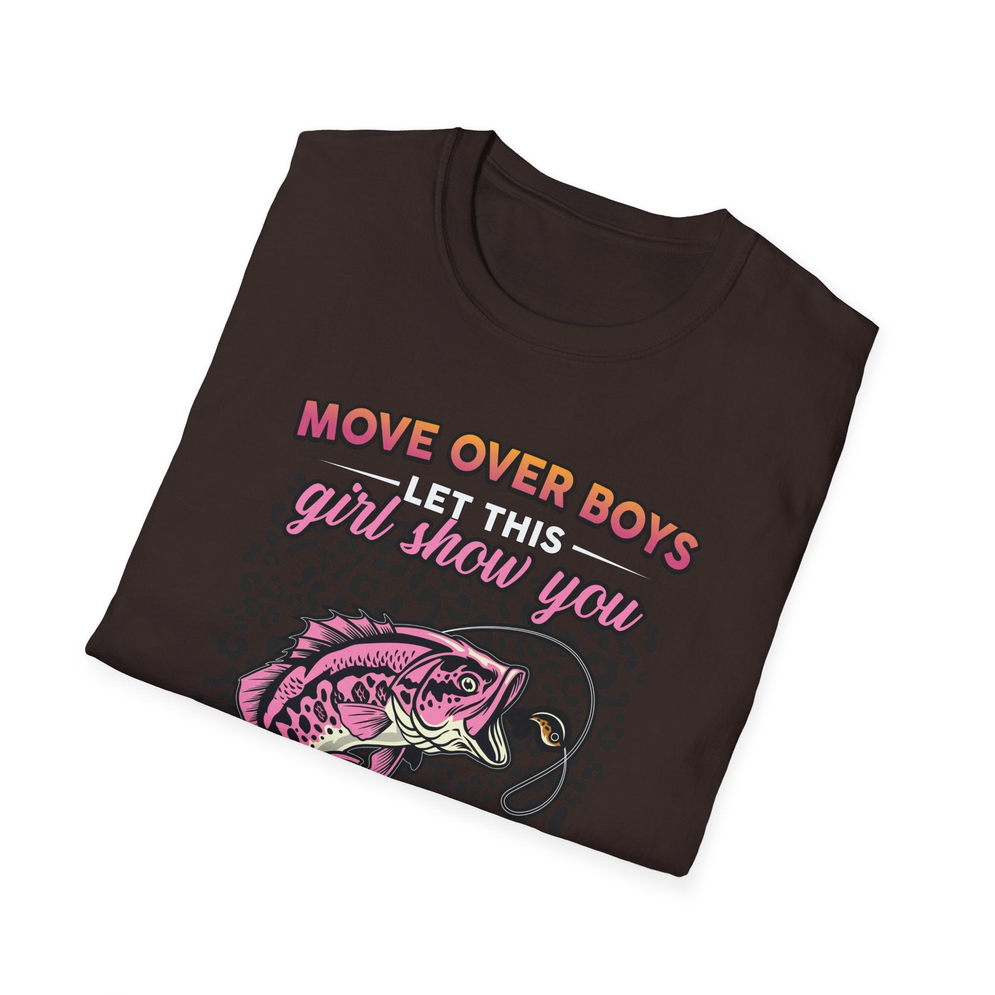 Fishing T-Shirt for Girls - 'Move Over Boys, Let This Girl Show You How to Fish'