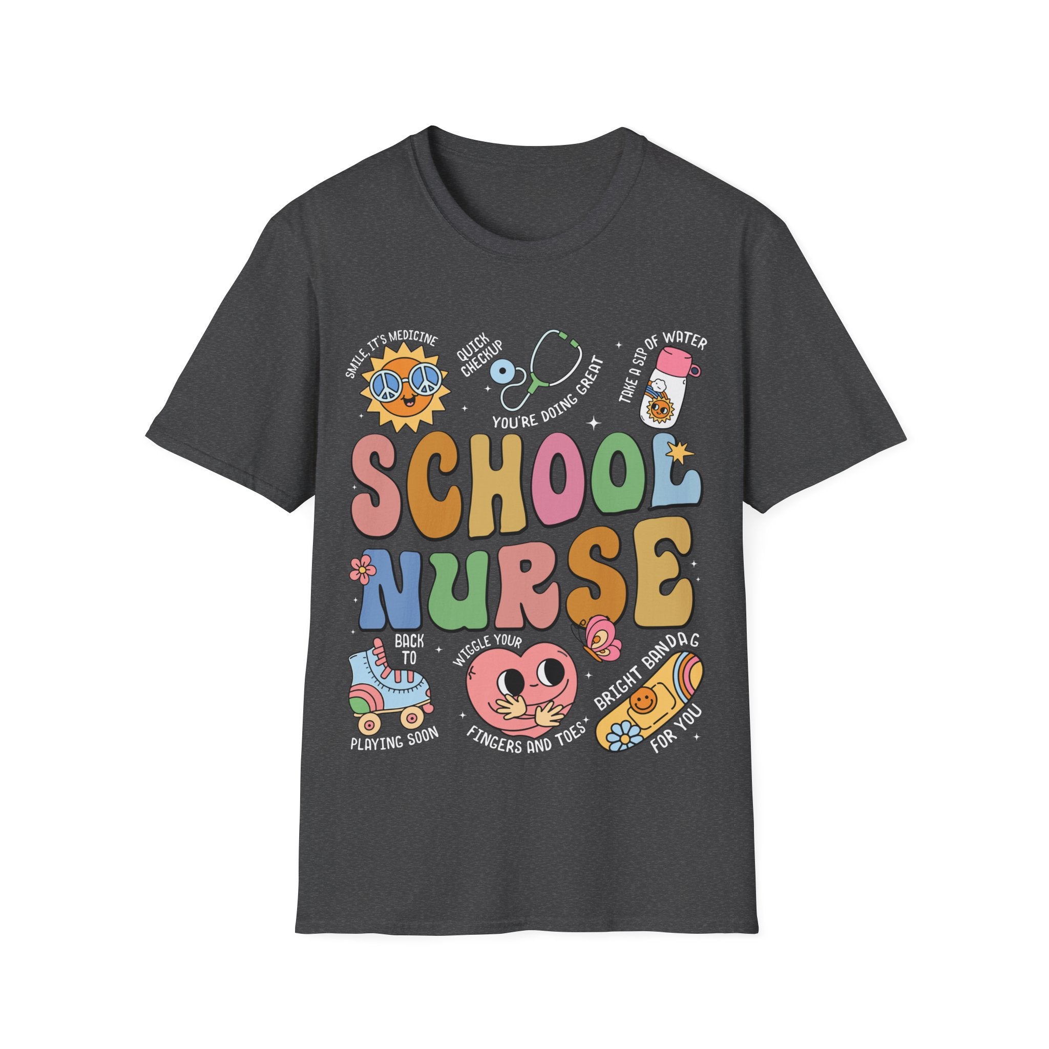 School Nurse Unisex Softstyle T-Shirt - Fun & Colorful Design for Education Professionals
