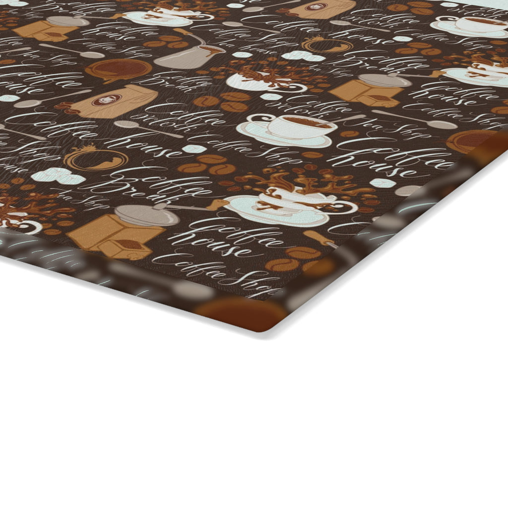 Coffee Lover's Glass Cutting Board | Kitchen Decor, Unique Gift, Home Cooking, Coffee-Themed Kitchenware, Modern Cooking Accessory