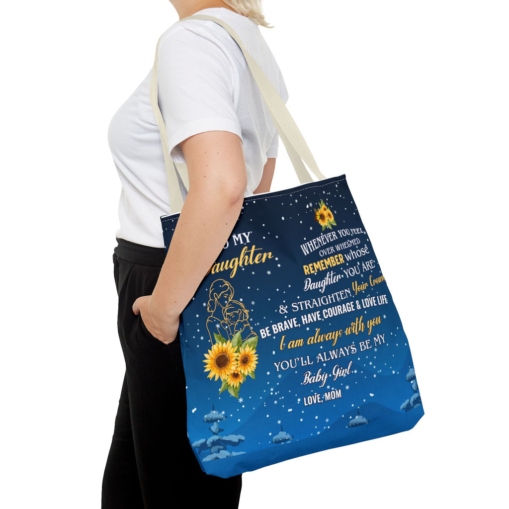 Heartfelt Sunflower Tote Bag for Daughters | Inspirational Gift | Birthday, Graduation, Mother's Day, Everyday Use, Floral Art