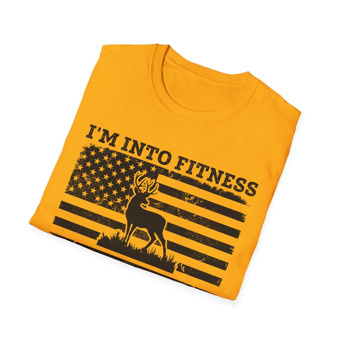 I'm Into Fitness Deer Graphic T-Shirt - Unisex Softstyle Tee for Outdoor Enthusiasts