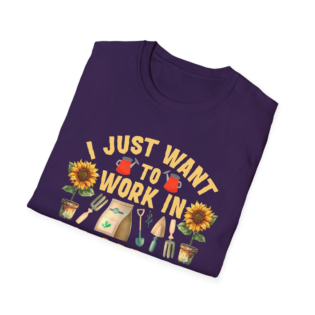 Gardening & Dog Lover Unisex T-Shirt - 'I Just Want to Work in My Garden and Hangout with My Dog'