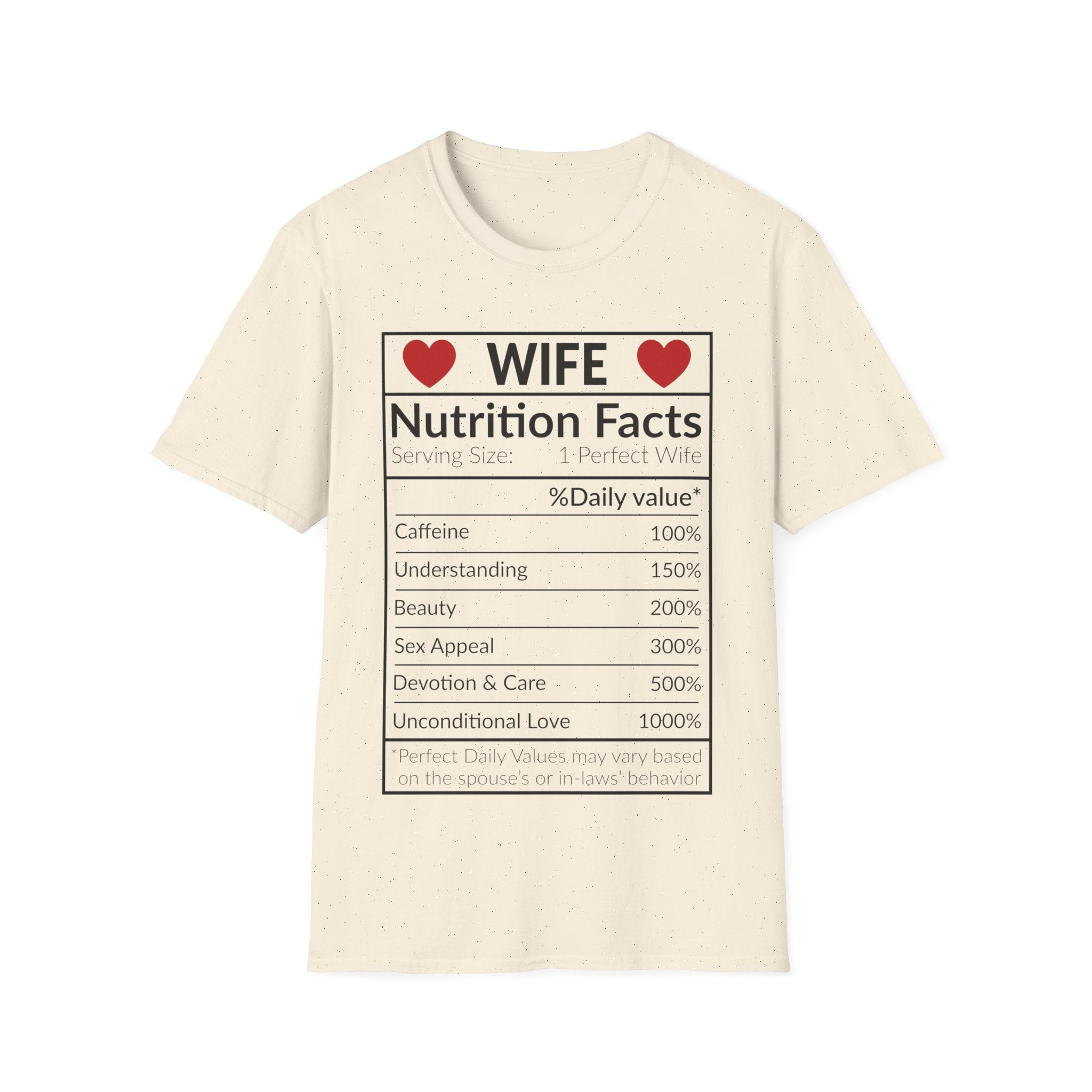 Humorous Wife Nutrition Facts T-Shirt | Perfect Gift for Spouses