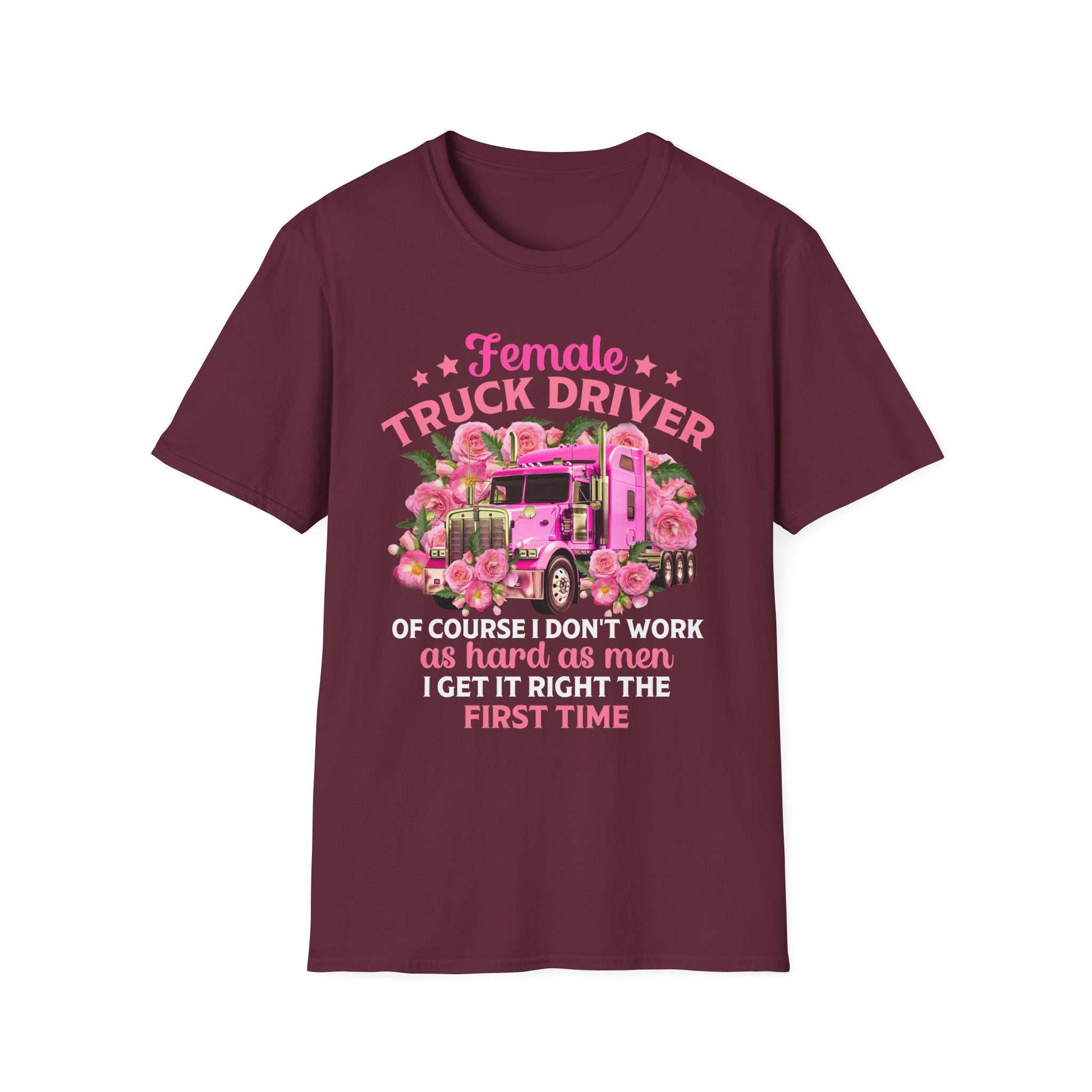 Female Truck Driver Floral T-Shirt | Gift for Women, Trucking Enthusiasts, Birthday Apparel, Inspirational Shirt, Casual Wear