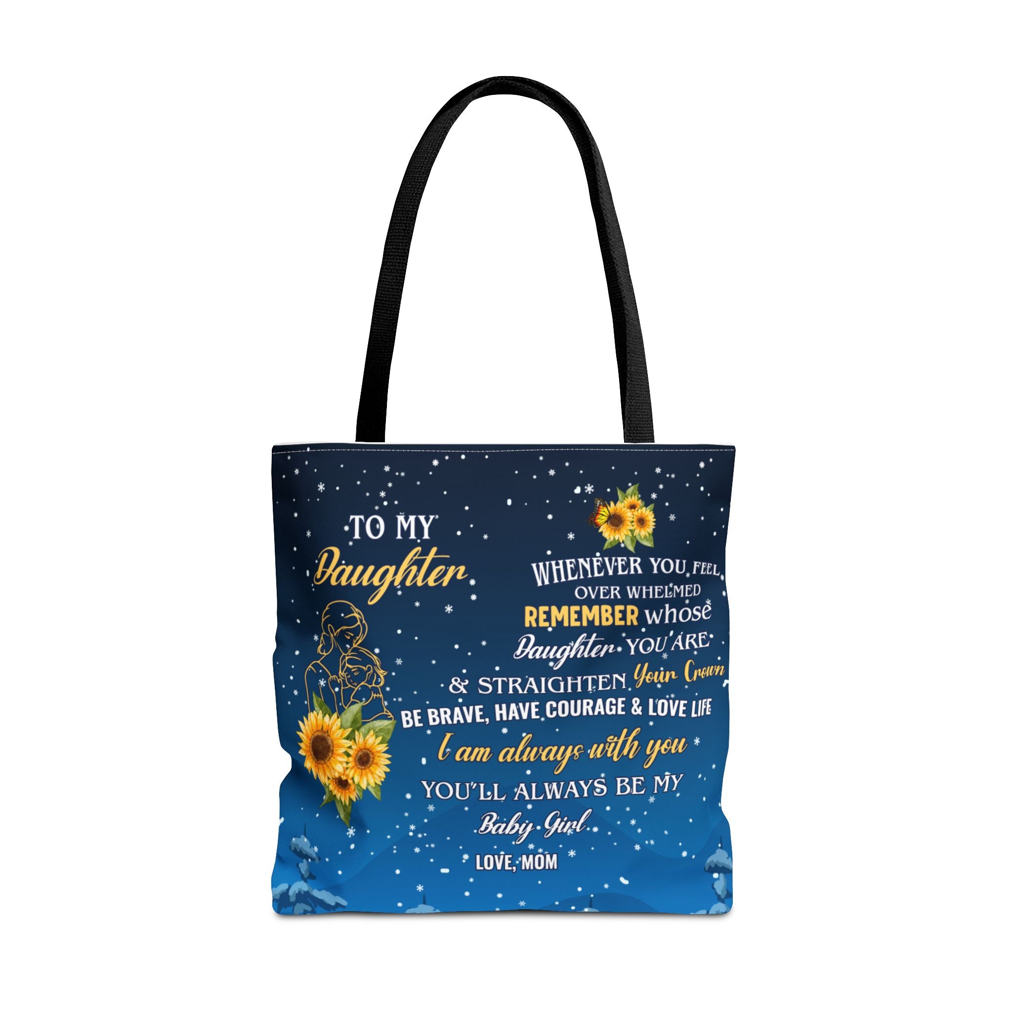 Heartfelt Sunflower Tote Bag for Daughters | Inspirational Gift | Birthday, Graduation, Mother's Day, Everyday Use, Floral Art