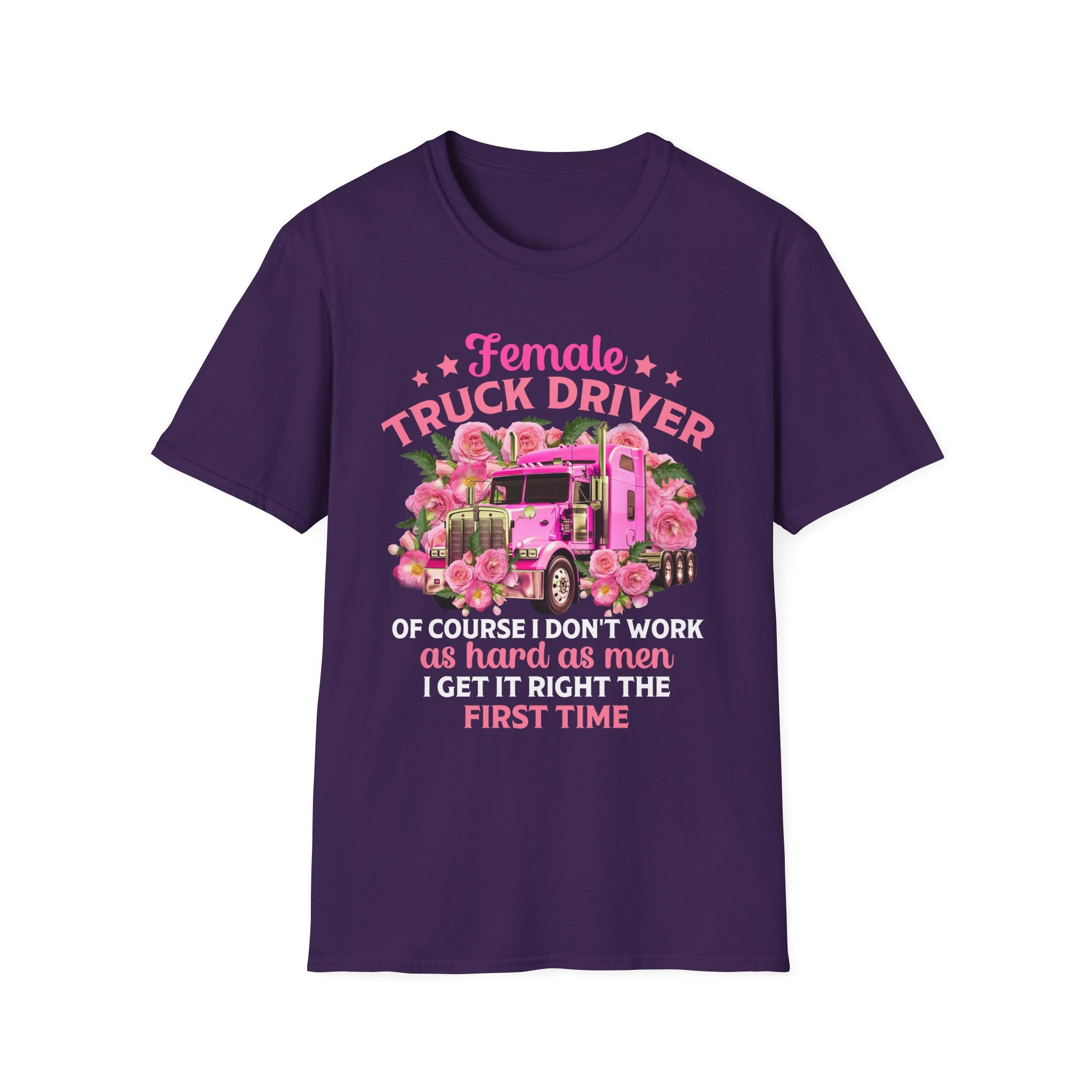 Female Truck Driver Floral T-Shirt | Gift for Women, Trucking Enthusiasts, Birthday Apparel, Inspirational Shirt, Casual Wear
