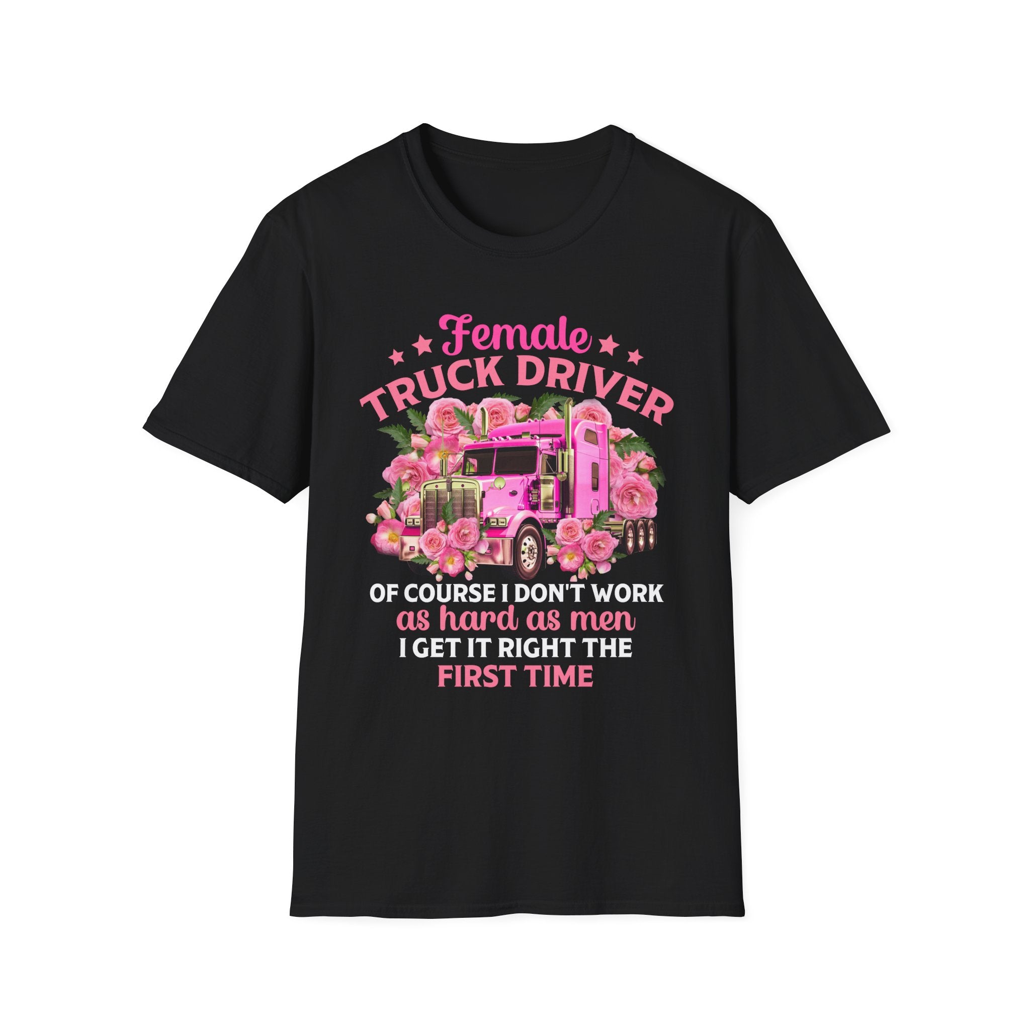 Female Truck Driver Floral T-Shirt | Gift for Women, Trucking Enthusiasts, Birthday Apparel, Inspirational Shirt, Casual Wear