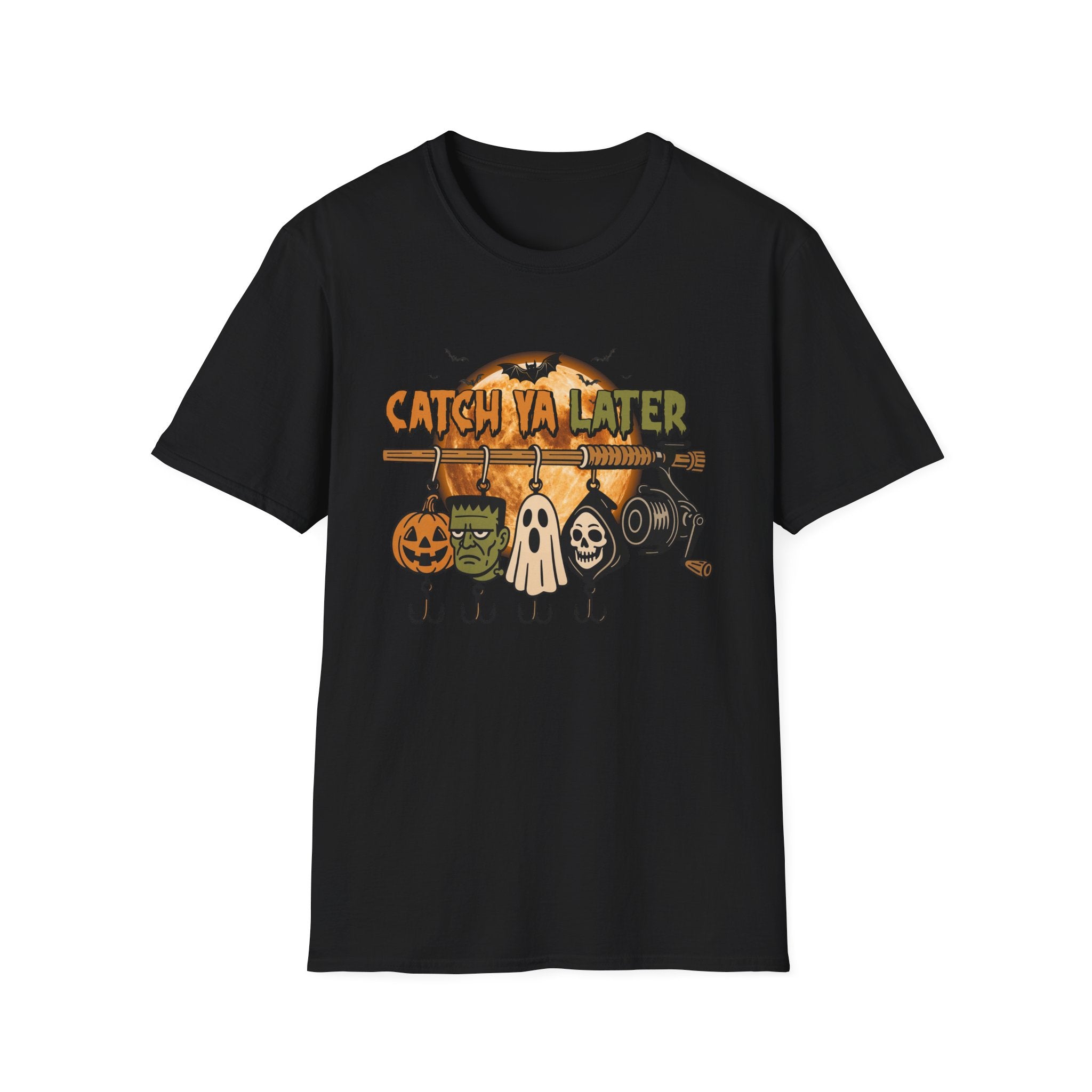 Catch Ya Later Fishing T-Shirt, Unisex Softstyle Tee for Fall, Spooky Party Shirt