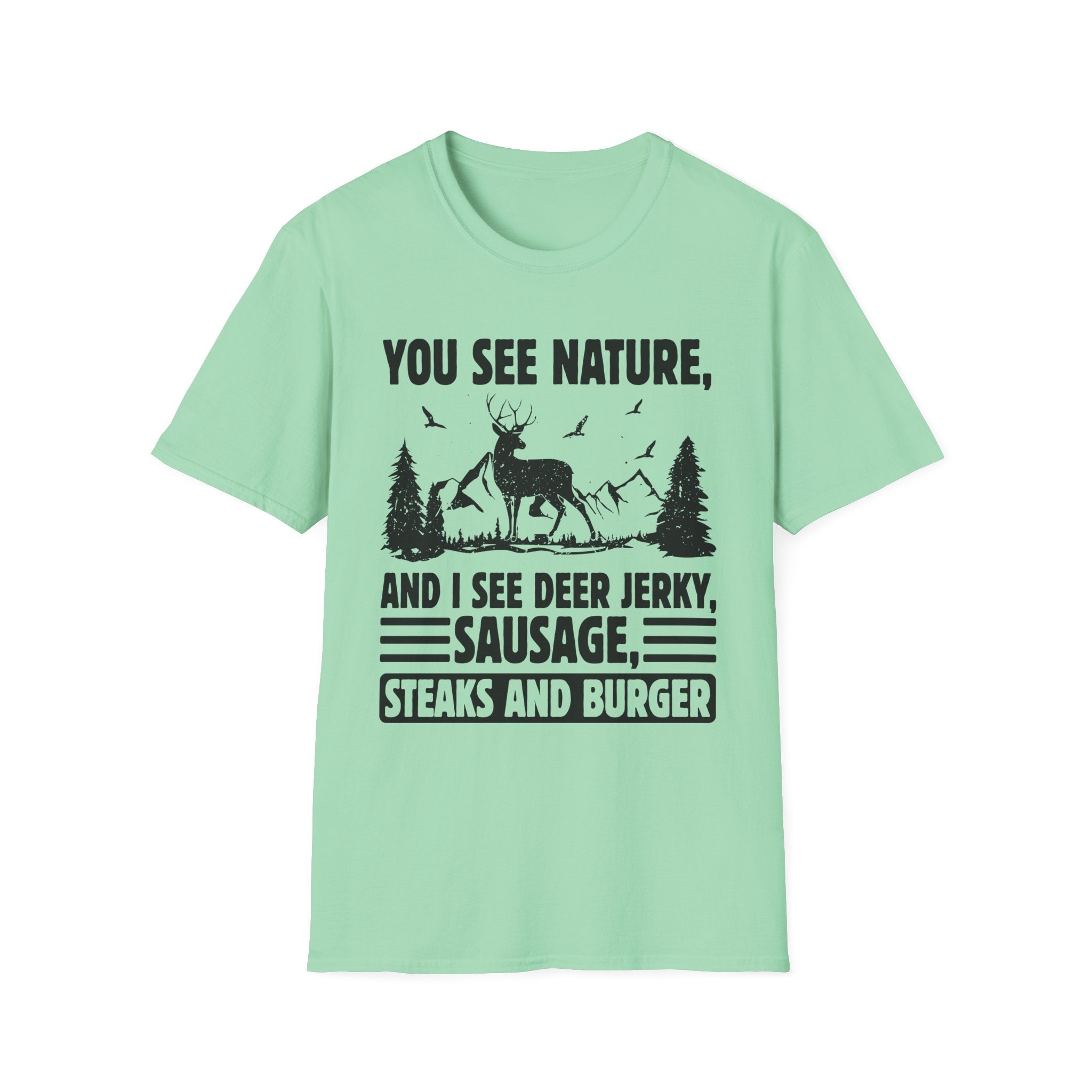 Nature and Jerky Lover's Unisex T-Shirt | Funny Outdoor Humor Tee, Gift for Hunters