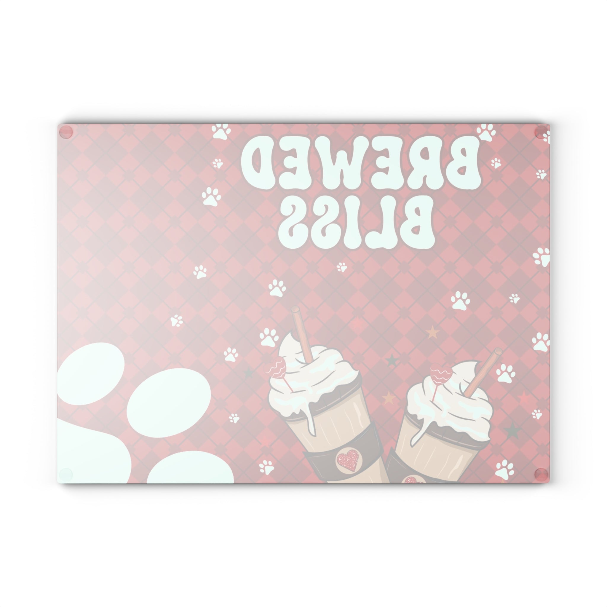 Cute Pet-Themed Glass Cutting Board - 'Brewed Bliss' - Kitchen Decor, Gift for Dog Lovers, Unique Home Accessory, Pet Owner Present