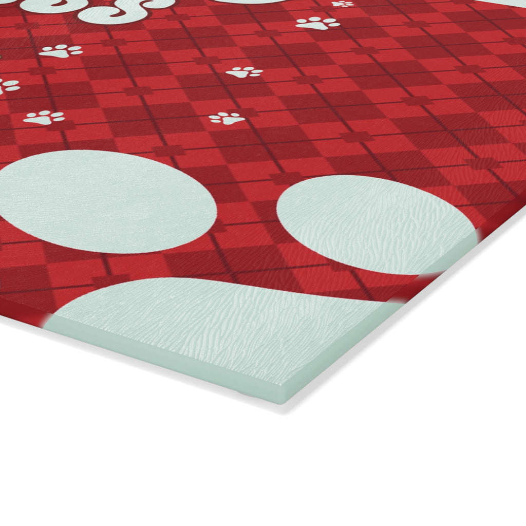 Cute Pet-Themed Glass Cutting Board - 'Brewed Bliss' - Kitchen Decor, Gift for Dog Lovers, Unique Home Accessory, Pet Owner Present