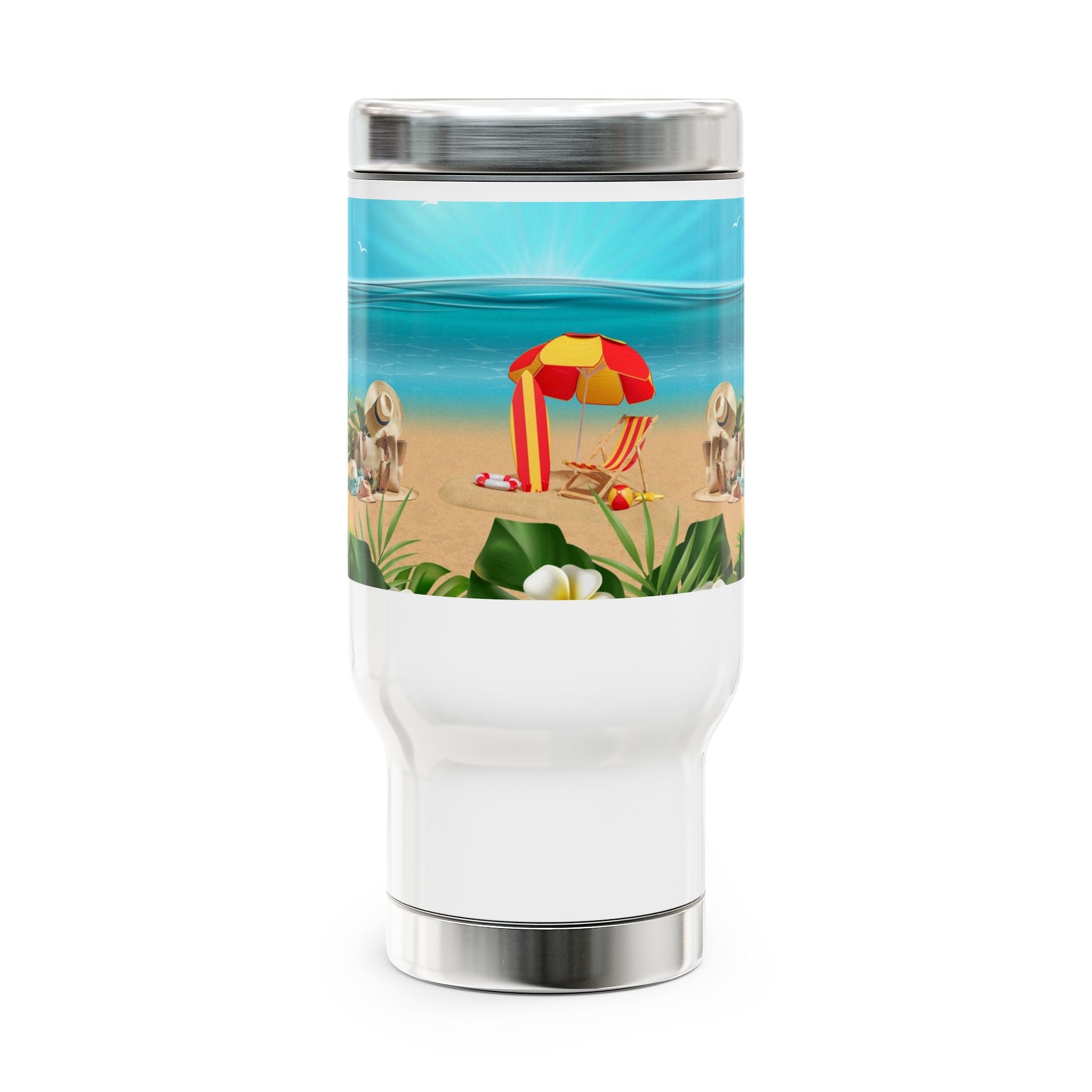 Beach Vibes Travel Mug, Stainless Steel Coffee Cup, Summer Drinkware, Perfect for Travel, Beach Lovers Gift, Vacation Essentials