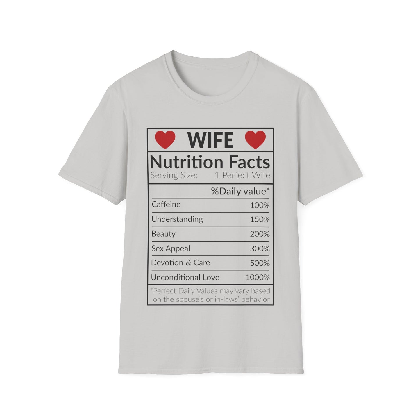 Humorous Wife Nutrition Facts T-Shirt | Perfect Gift for Spouses