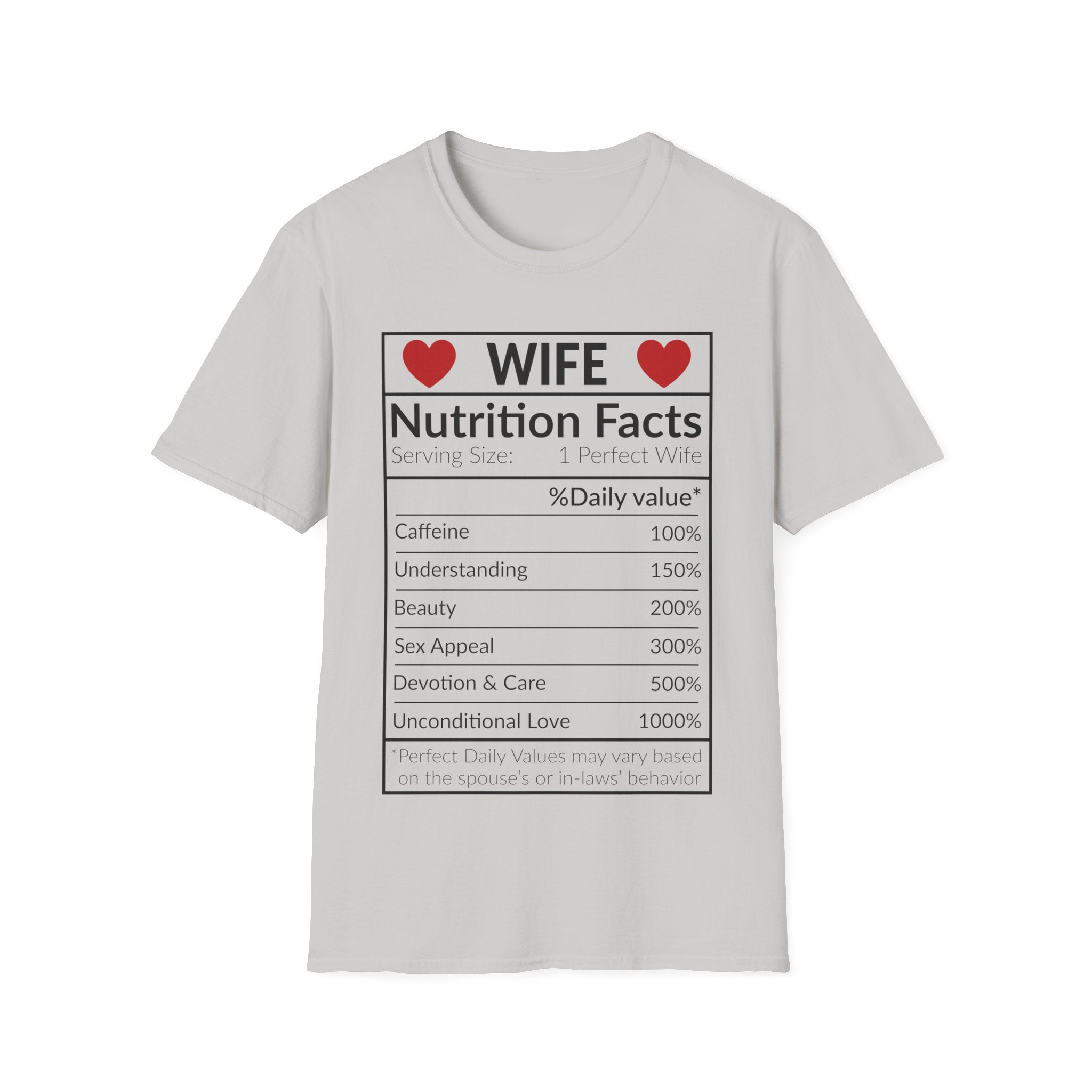 Humorous Wife Nutrition Facts T-Shirt | Perfect Gift for Spouses