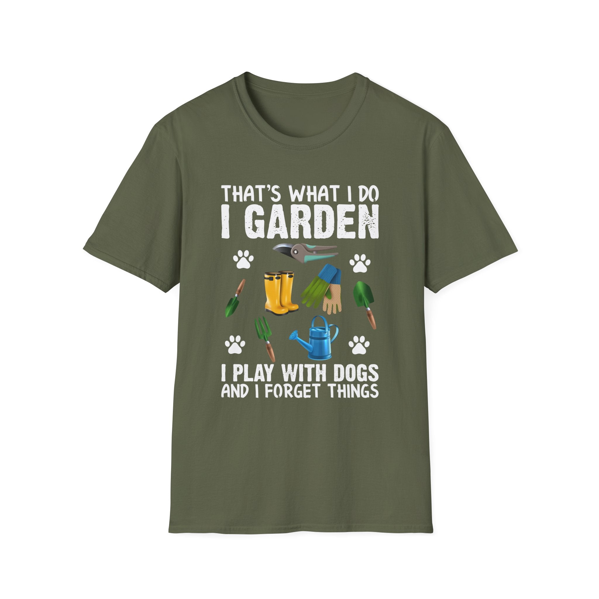 Funny Gardening Dog Lovers Unisex T-Shirt - "That's What I Do" Gardening & Dog Play T-Shirt