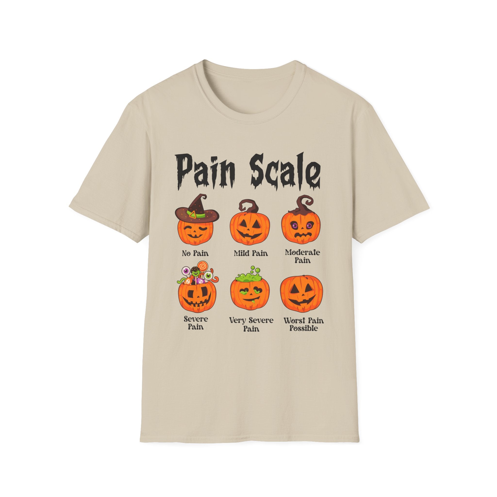 Pain Scale Nurse T-Shirt, Funny Tee, Pumpkin Graphic Shirt, Spooky Season Top, Gift for Pain Lovers