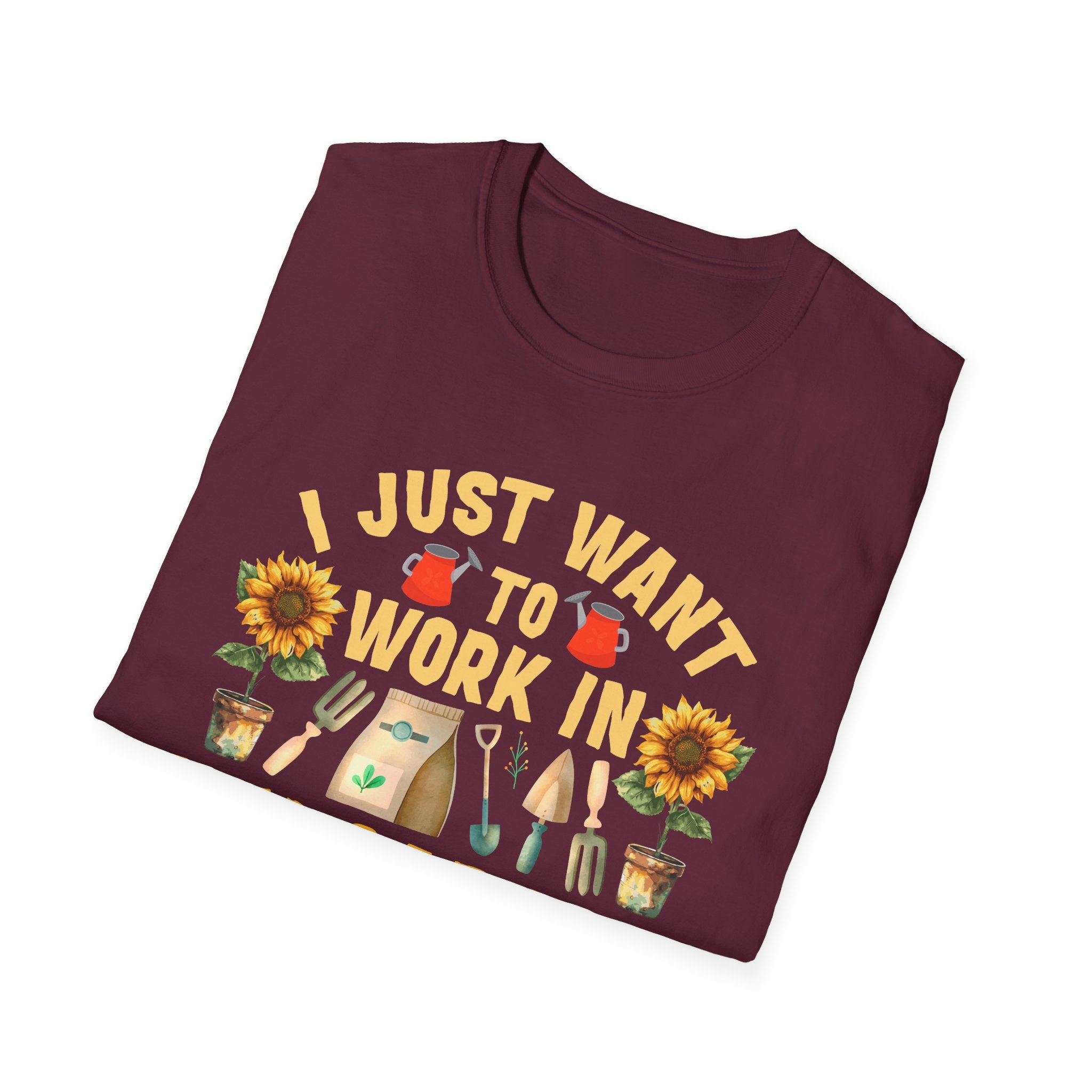 Gardening & Dog Lover Unisex T-Shirt - 'I Just Want to Work in My Garden and Hangout with My Dog'