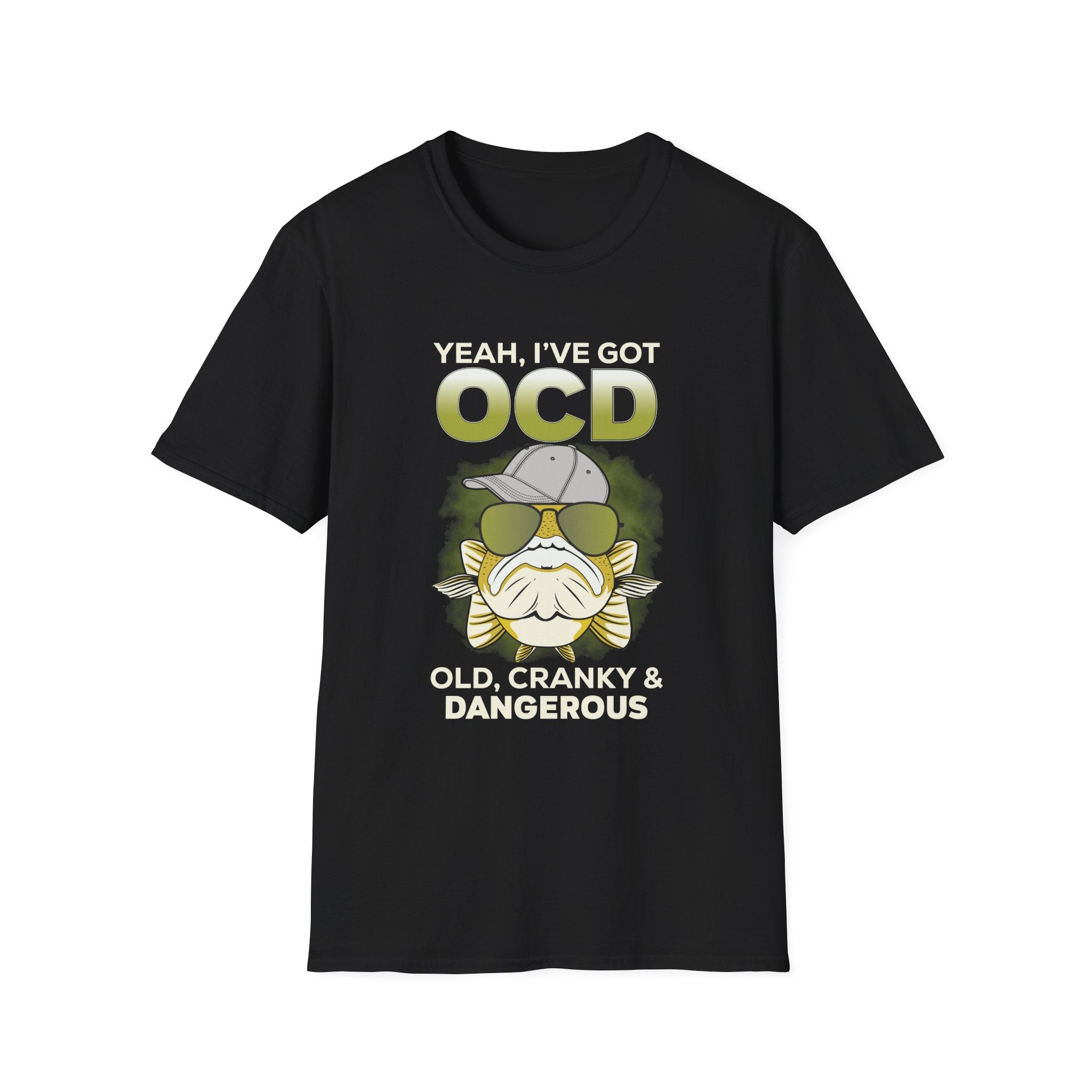 Funny OCD T-Shirt - Old, Cranky & Dangerous Graphic Tee for Fishing Enthusiasts