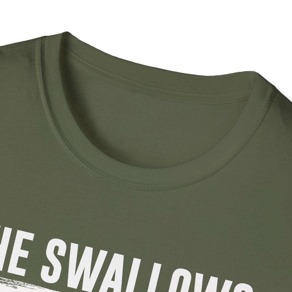 Funny Fishing T-Shirt - "She Swallows Every Time" Unisex Softstyle Tee