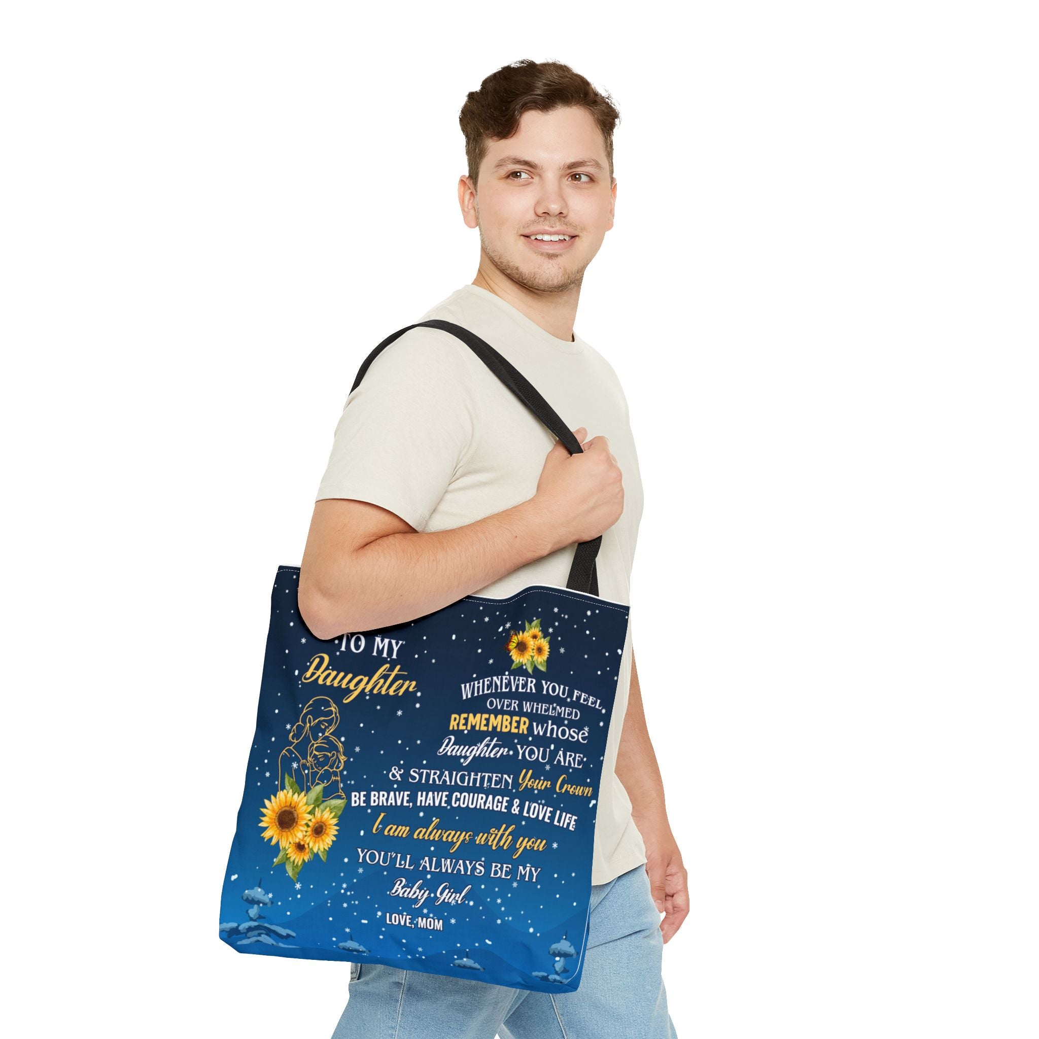 Heartfelt Sunflower Tote Bag for Daughters | Inspirational Gift | Birthday, Graduation, Mother's Day, Everyday Use, Floral Art